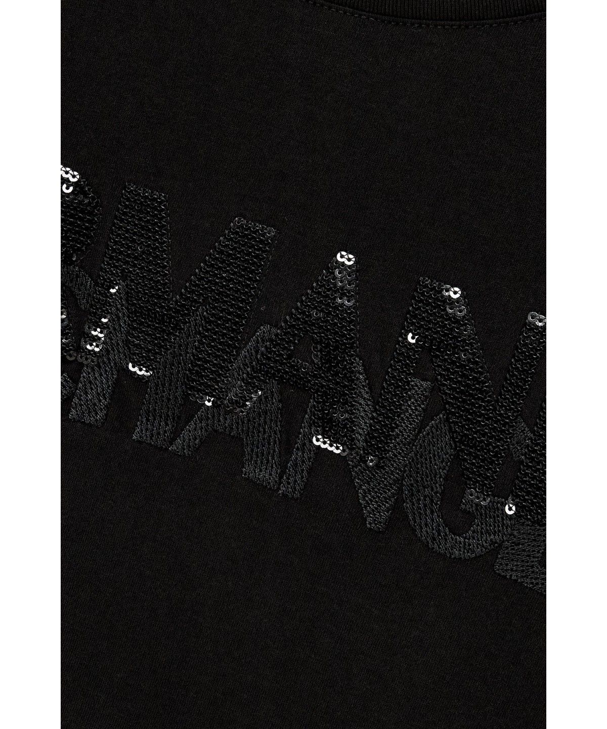 아르마니 익스체인지(ARMANI EXCHANGE) 여성 스팽글 로고 티셔츠_블랙 A426330507
