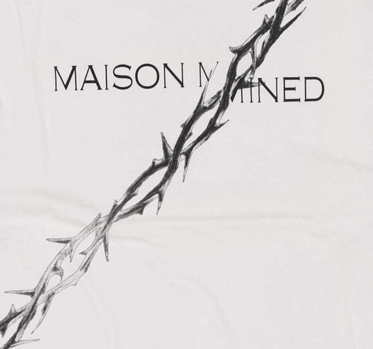 메종미네드(MAISON MINED) SPINY LEAVE LOGO HALF SLEEVE WHITE L