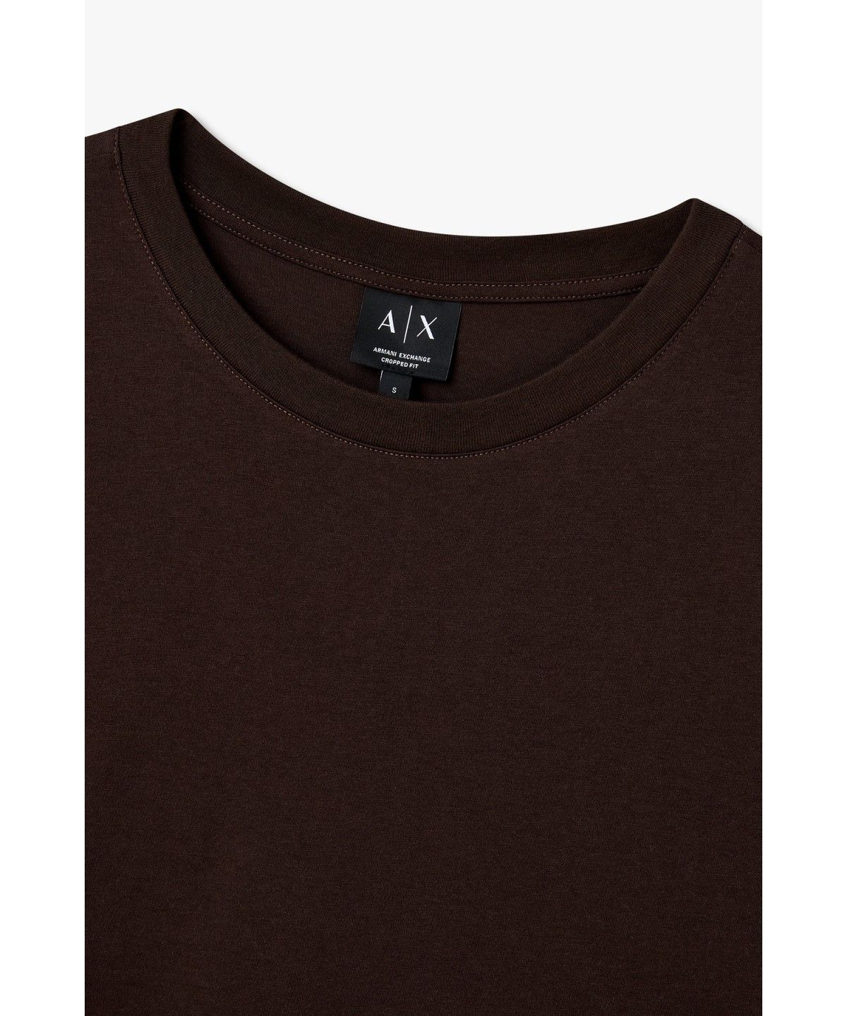 아르마니 익스체인지(ARMANI EXCHANGE) 여성 빅 스팽글 로고 티셔츠_초코 A426330504