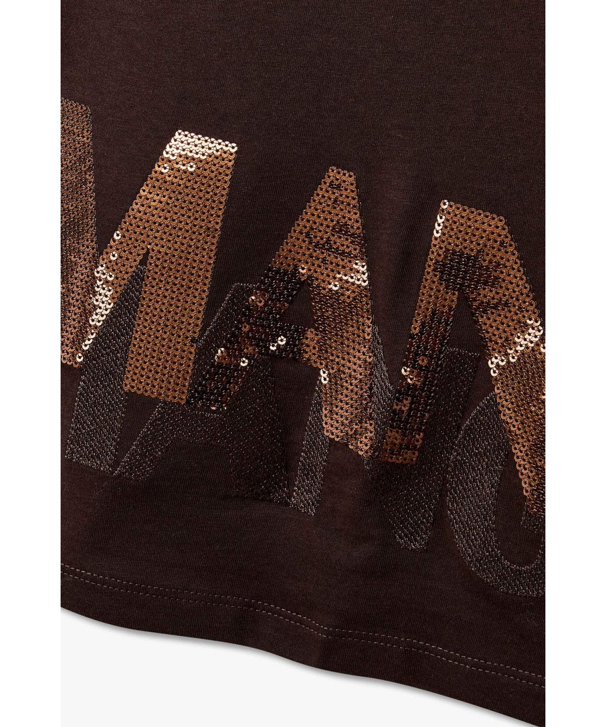 아르마니 익스체인지(ARMANI EXCHANGE) 여성 빅 스팽글 로고 티셔츠_초코 A426330504