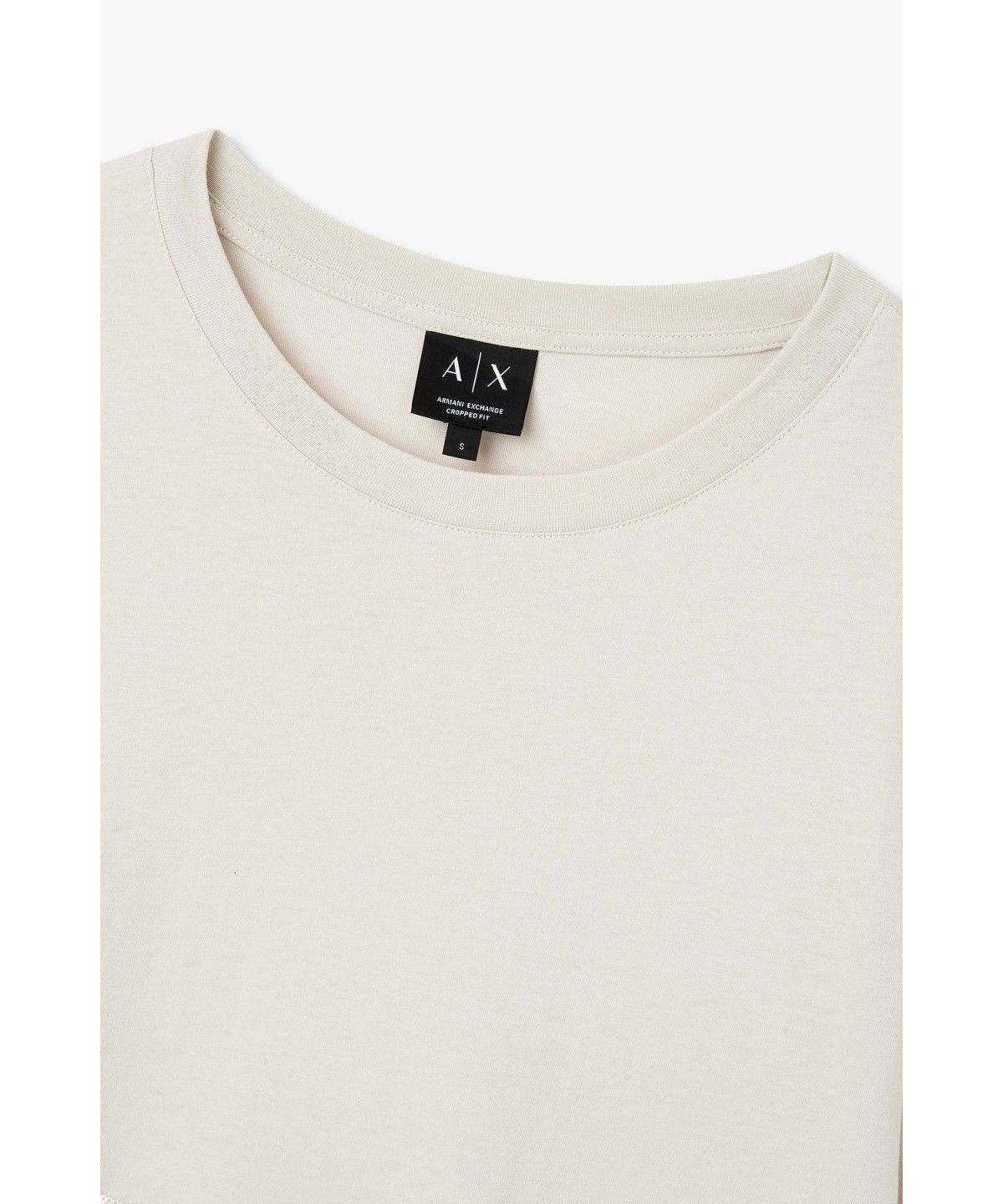 아르마니 익스체인지(ARMANI EXCHANGE) 여성 빅 스팽글 로고 티셔츠_라이트 베이지 A426330503