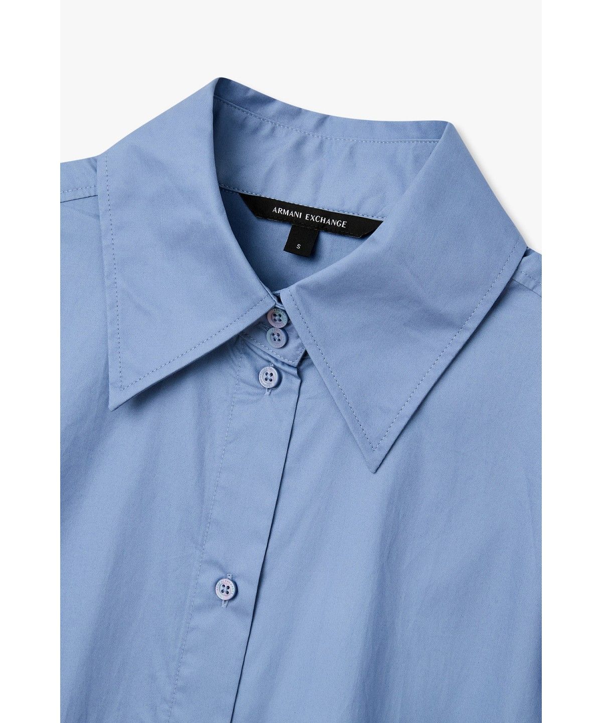 아르마니 익스체인지(ARMANI EXCHANGE) 여성 라운드 헴 롱 슬리브 셔츠_블루 A426320502