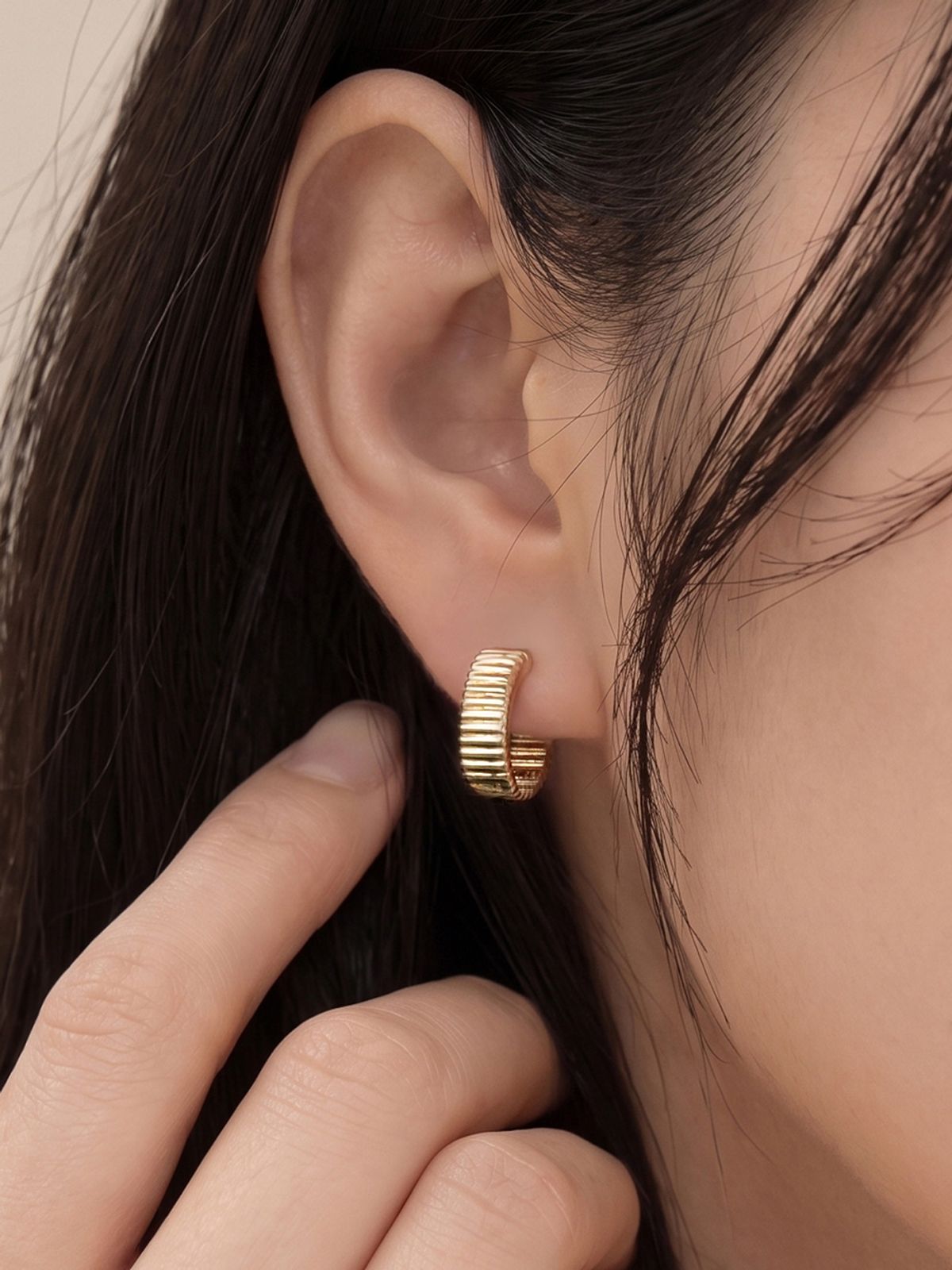 미니멀피어싱(MINIMALPIERCING) 14K 볼드 라인 원터치 링 귀걸이