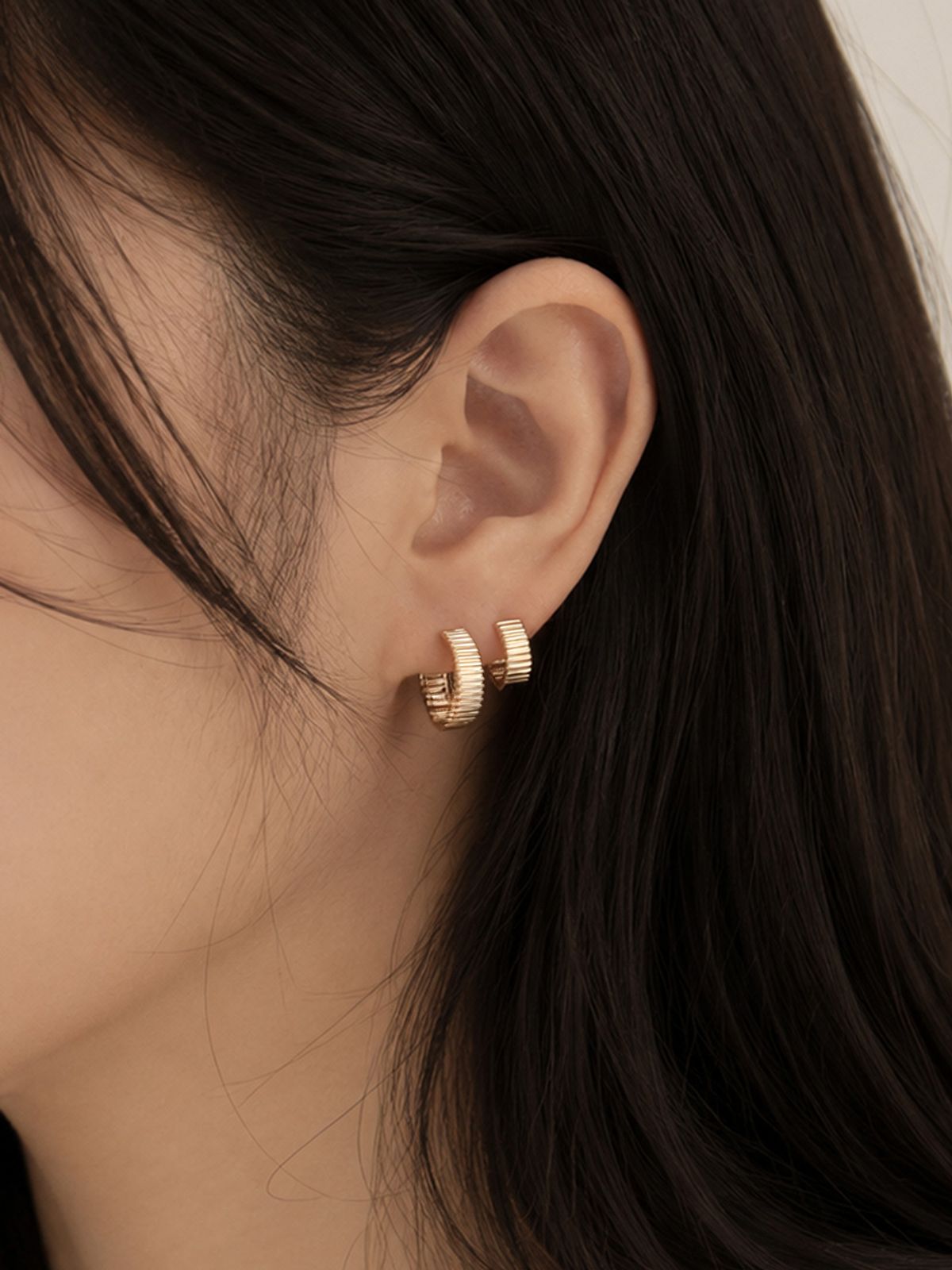 미니멀피어싱(MINIMALPIERCING) 14K 볼드 라인 원터치 링 귀걸이