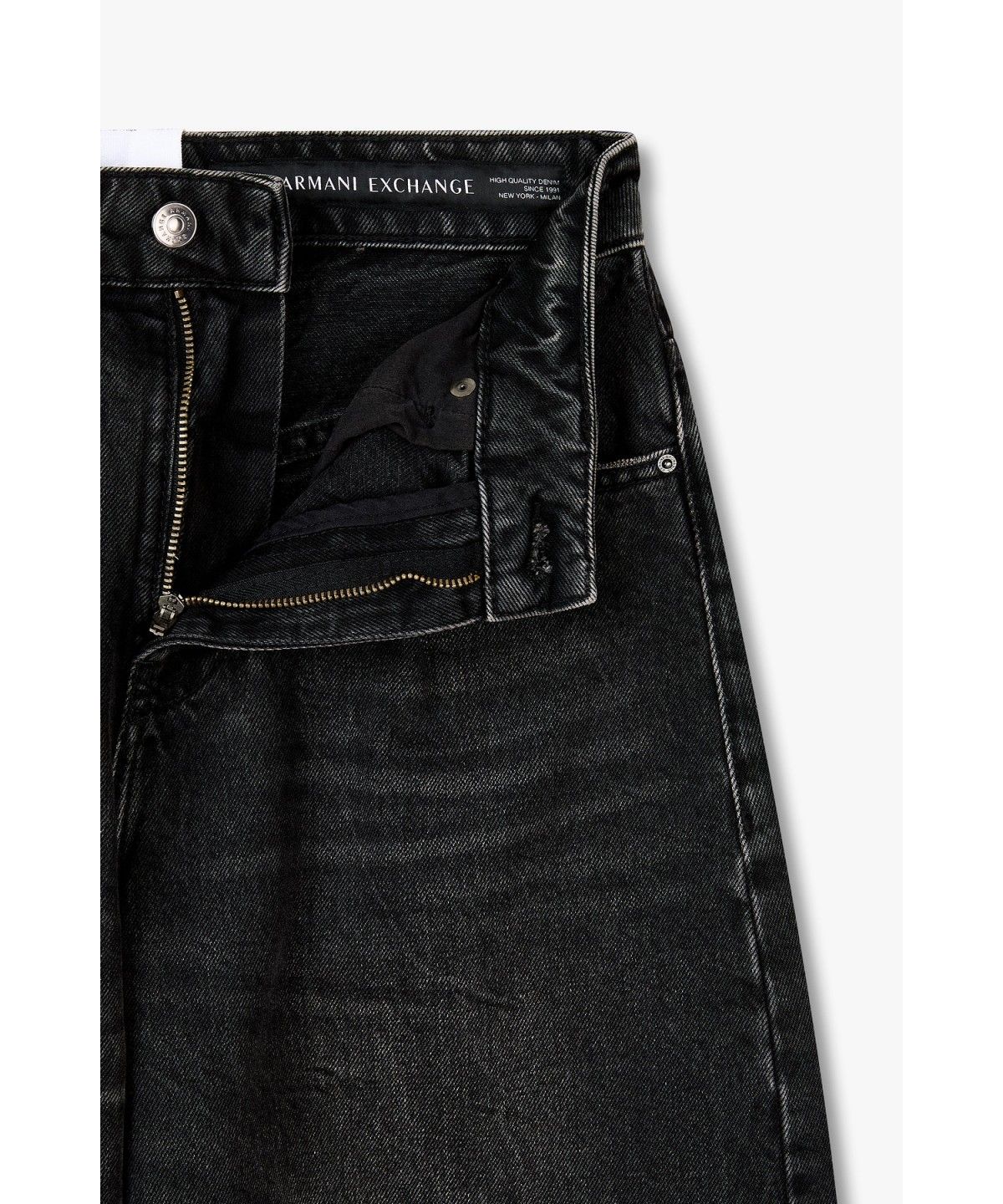 아르마니 익스체인지(ARMANI EXCHANGE) 여성 미드라이즈 배럴 핏 데님 팬츠 _워시드 블랙 A426340507