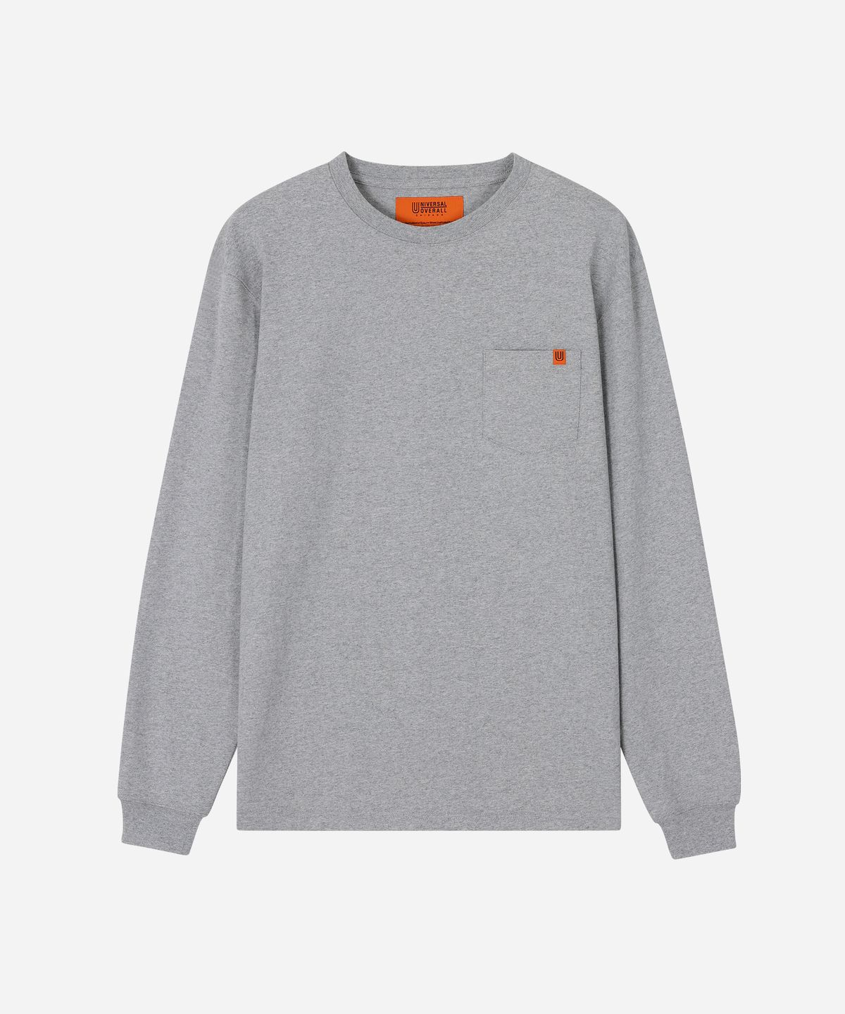 유니버셜 오버롤(UNIVERSAL OVERALL) WORKERS POCKET LONG SLEEVE T-SHIRT HEATHER GREY