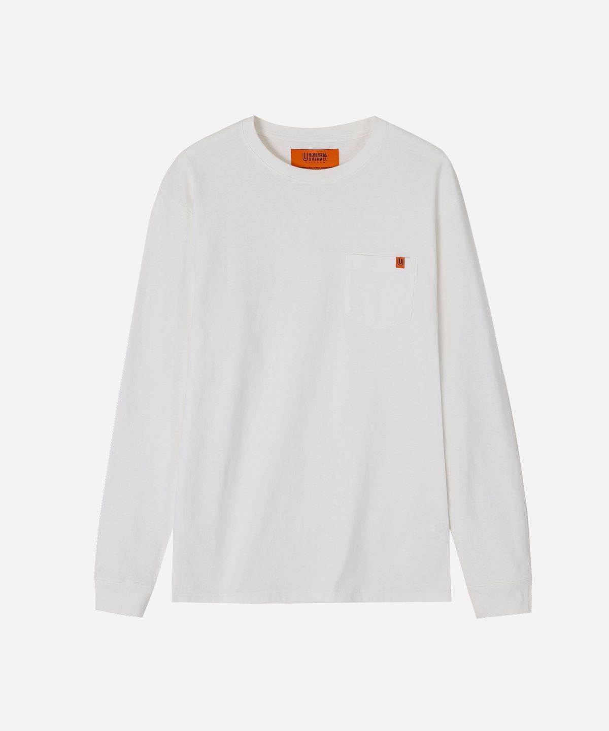 유니버셜 오버롤(UNIVERSAL OVERALL) WORKERS POCKET LONG SLEEVE T-SHIRT WHITE