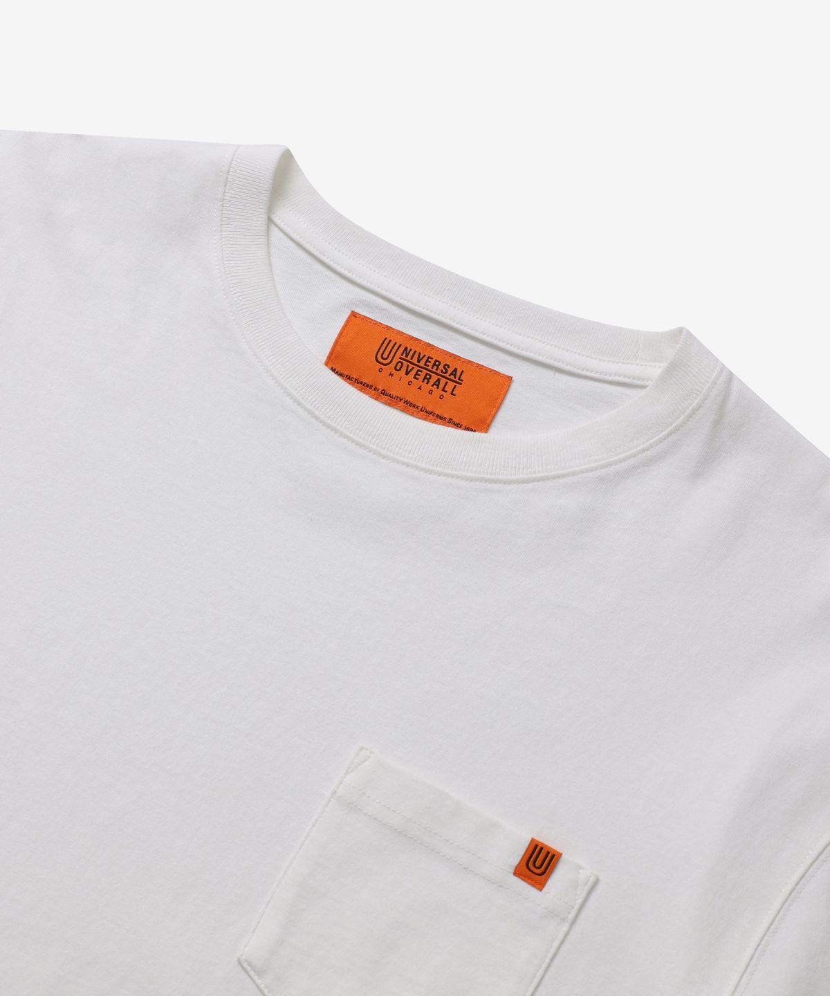 유니버셜 오버롤(UNIVERSAL OVERALL) WORKERS POCKET LONG SLEEVE T-SHIRT WHITE