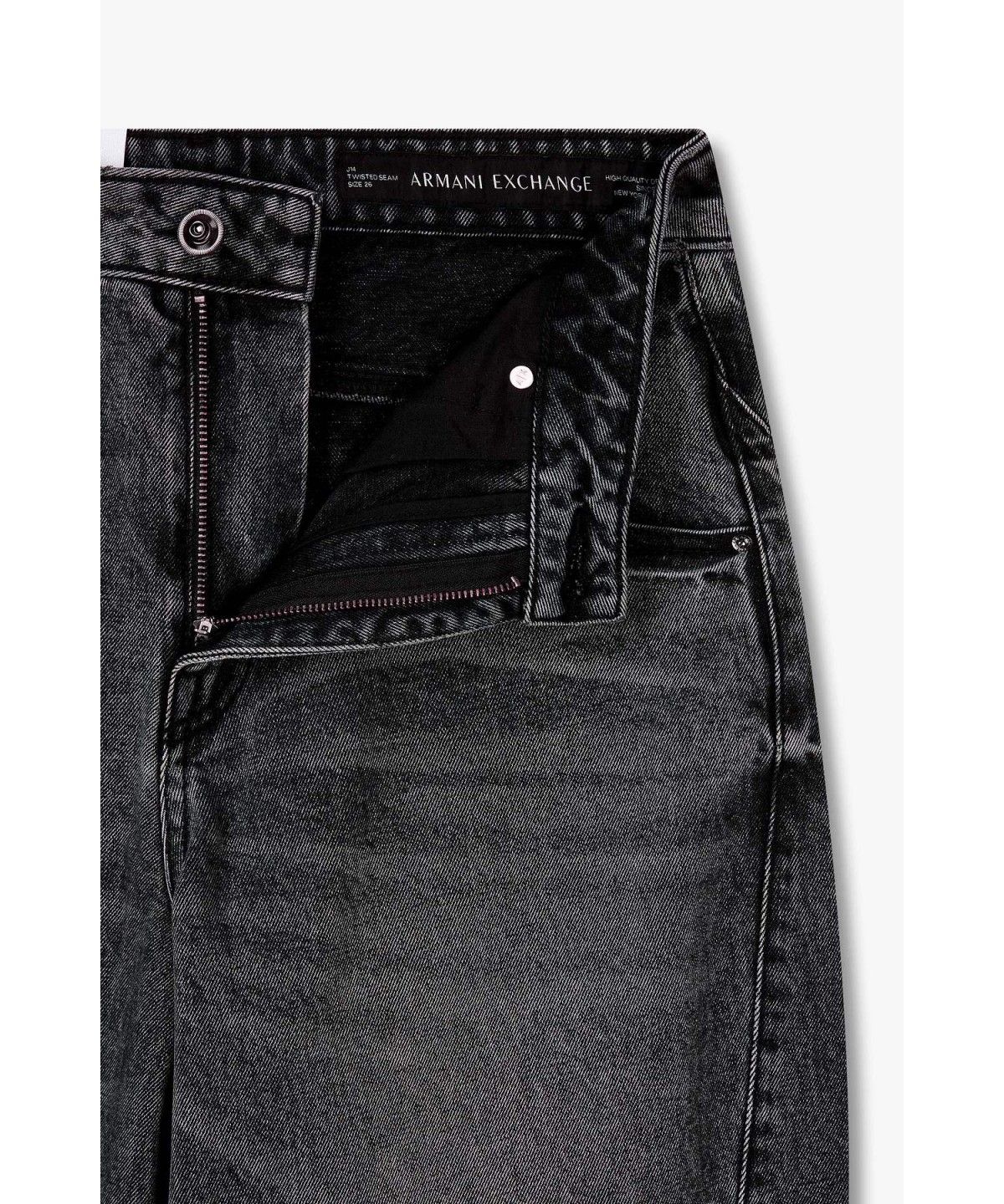 아르마니 익스체인지(ARMANI EXCHANGE) 여성 로고 패치 로우라이즈 트위스트 심 진_다크 그레이 A426340508