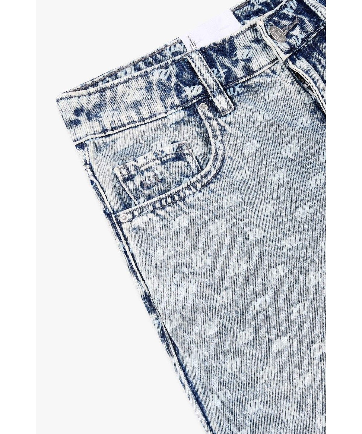 아르마니 익스체인지(ARMANI EXCHANGE) 여성 로고 패턴 하이라이즈 릴렉스트 진_라이트 블루 A426340503