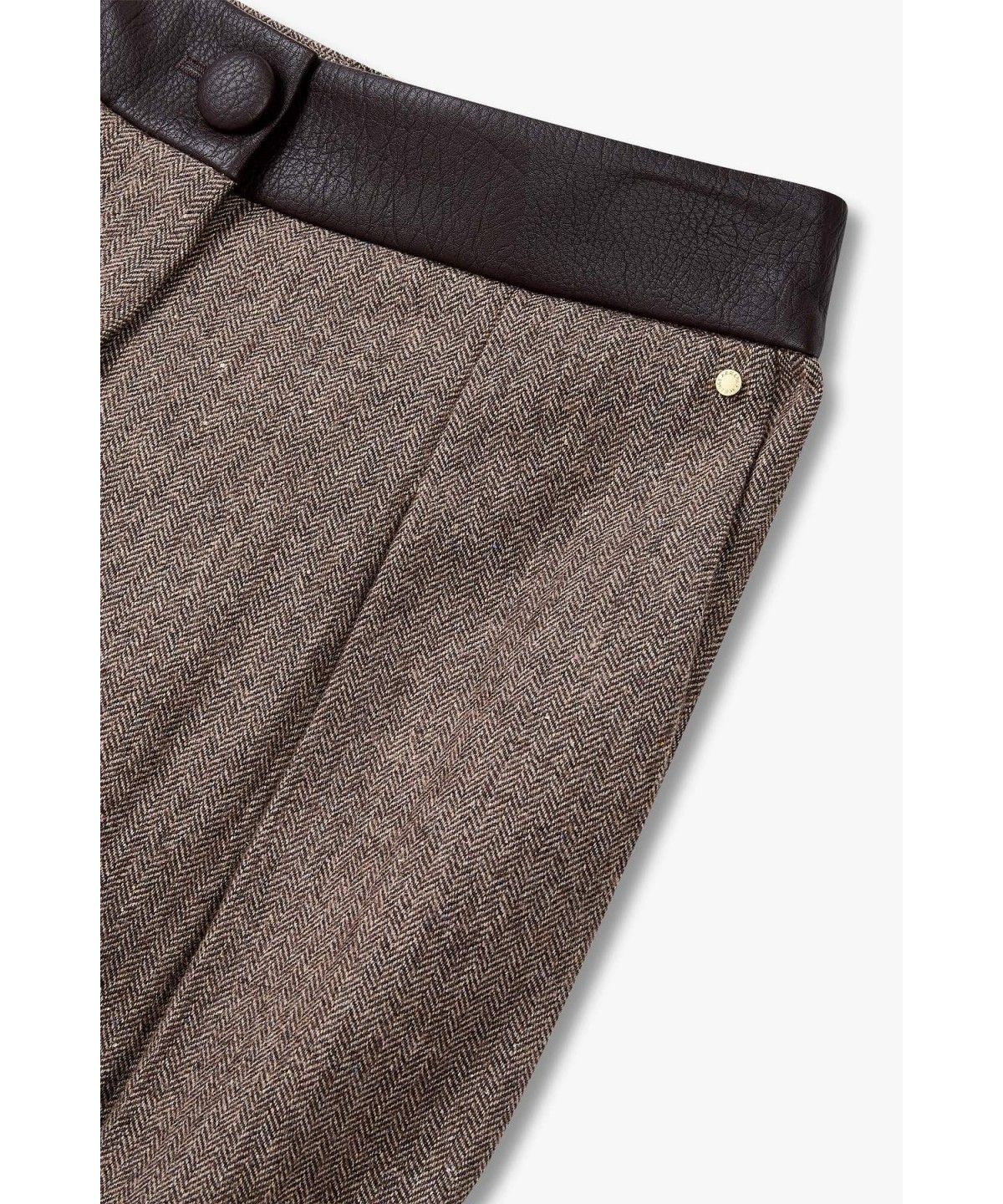 아르마니 익스체인지(ARMANI EXCHANGE) 여성 배색 패치 헤링본 패턴 팬츠 _브라운 A426341507