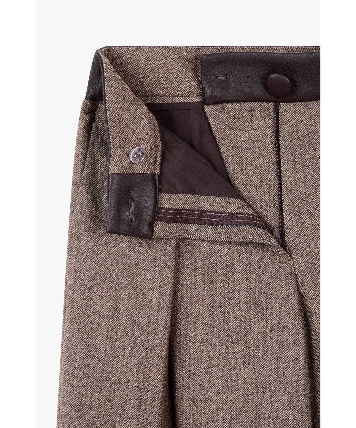 아르마니 익스체인지(ARMANI EXCHANGE) 여성 배색 패치 헤링본 패턴 팬츠 _브라운 A426341507