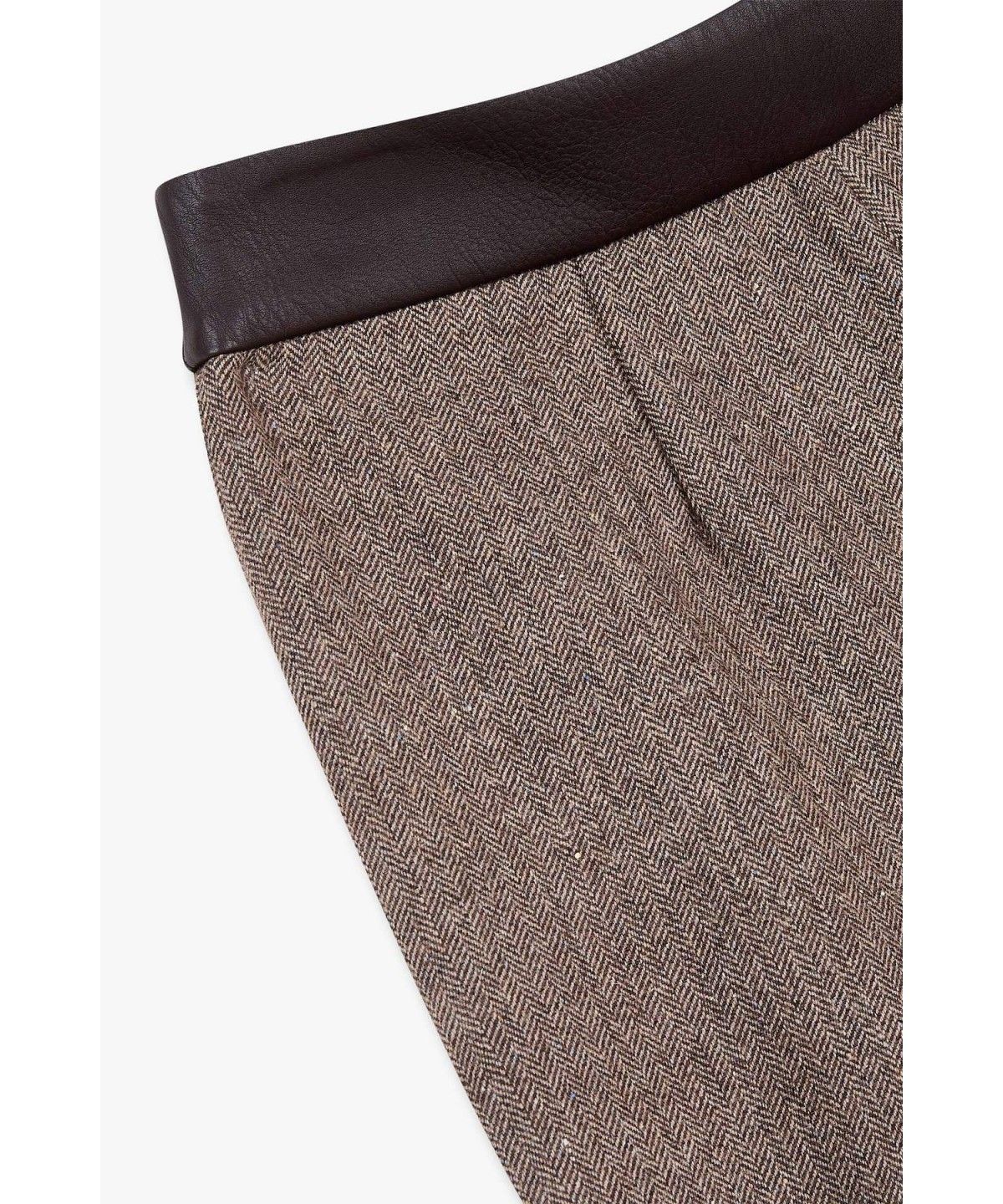 아르마니 익스체인지(ARMANI EXCHANGE) 여성 배색 패치 헤링본 패턴 팬츠 _브라운 A426341507