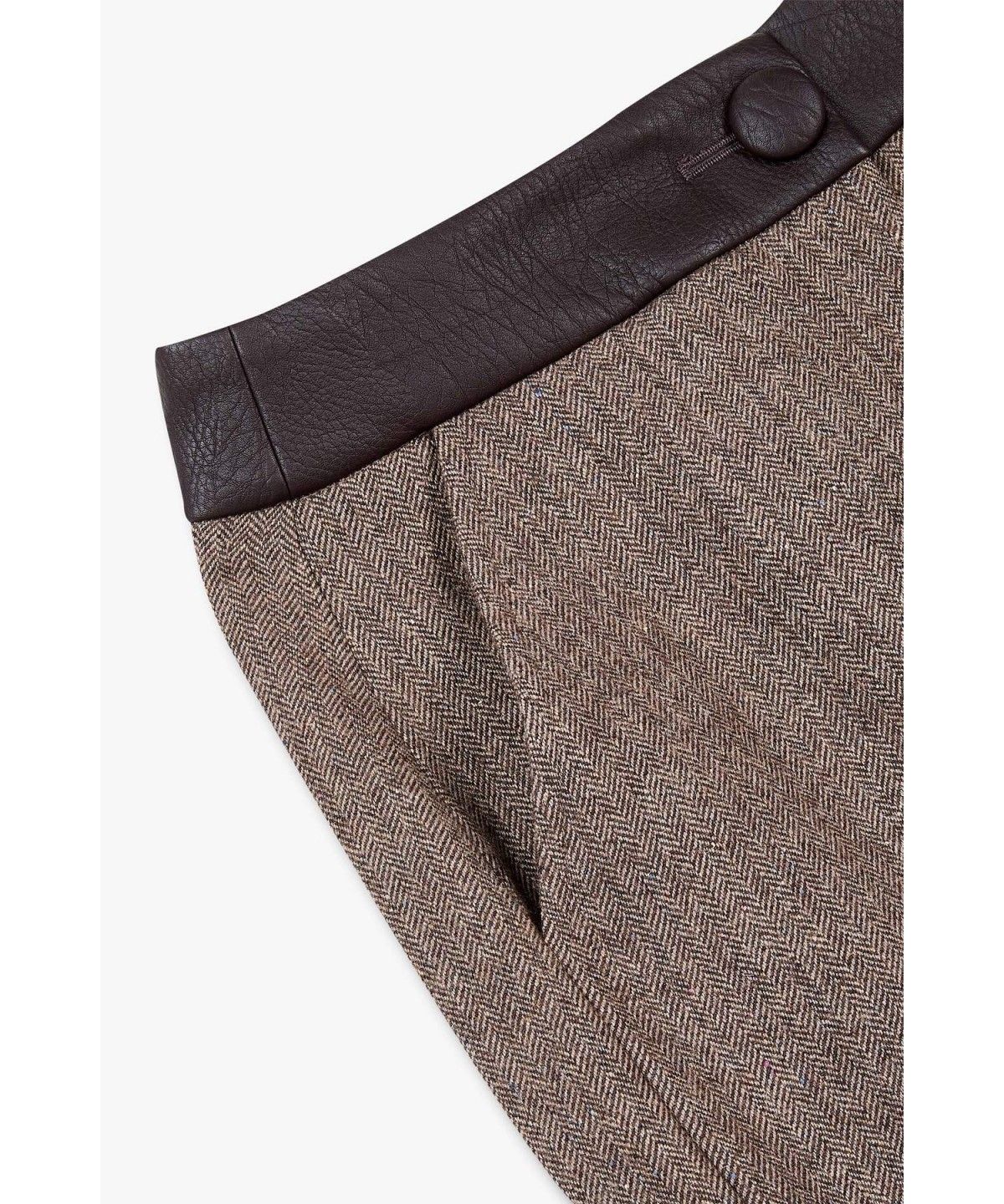 아르마니 익스체인지(ARMANI EXCHANGE) 여성 배색 패치 헤링본 패턴 스커트 _브라운 A426342501