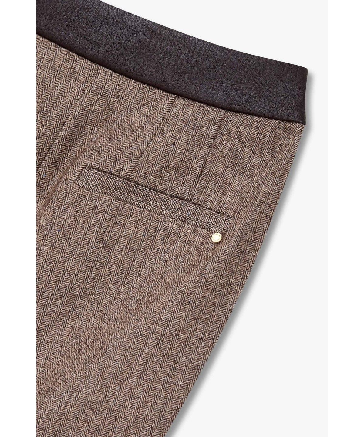 아르마니 익스체인지(ARMANI EXCHANGE) 여성 배색 패치 헤링본 패턴 스커트 _브라운 A426342501