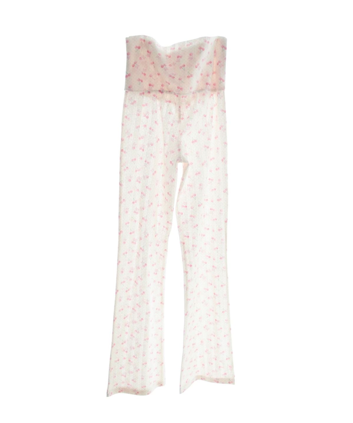 구름킴(GULEMKIM) Angel Courtyard Floral Wide Waist Straight Trousers (sweet cherry)