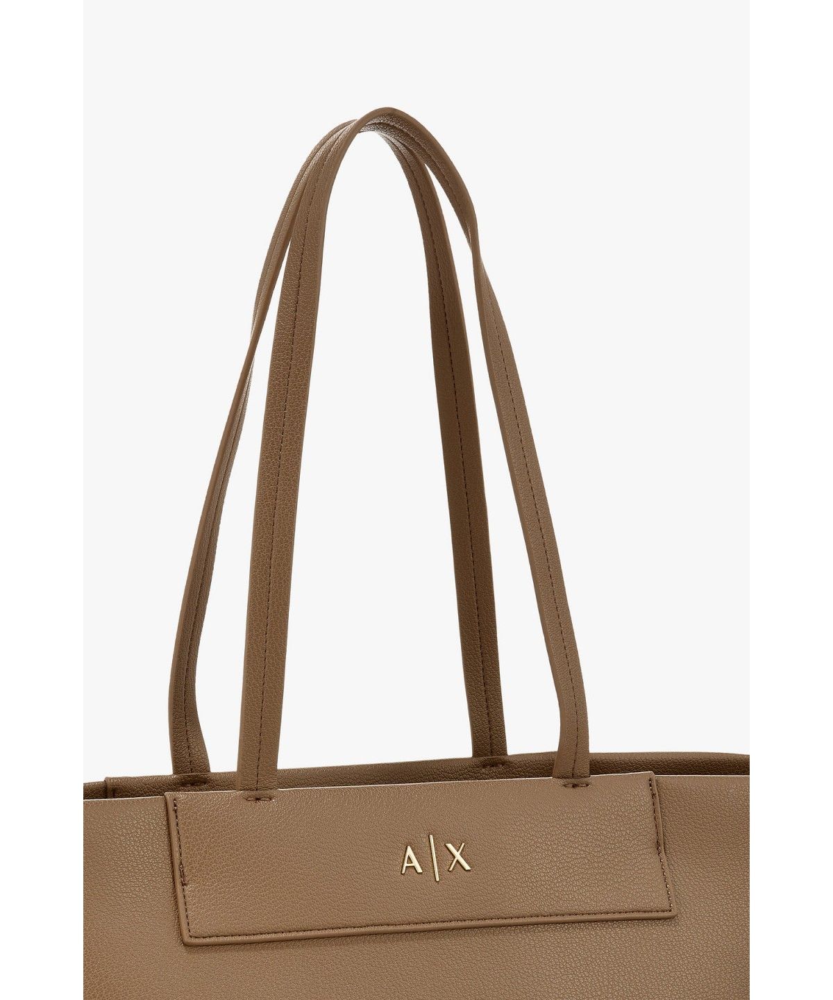 아르마니 익스체인지(ARMANI EXCHANGE) 여성 신세틱 레더 로고 쇼퍼백_브라운 A426370503