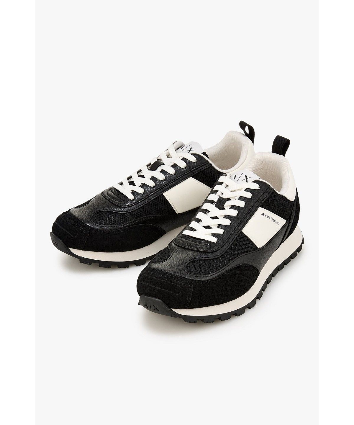 아르마니 익스체인지(ARMANI EXCHANGE) 남성 멀티 머티리얼 스니커즈_블랙 A416375006