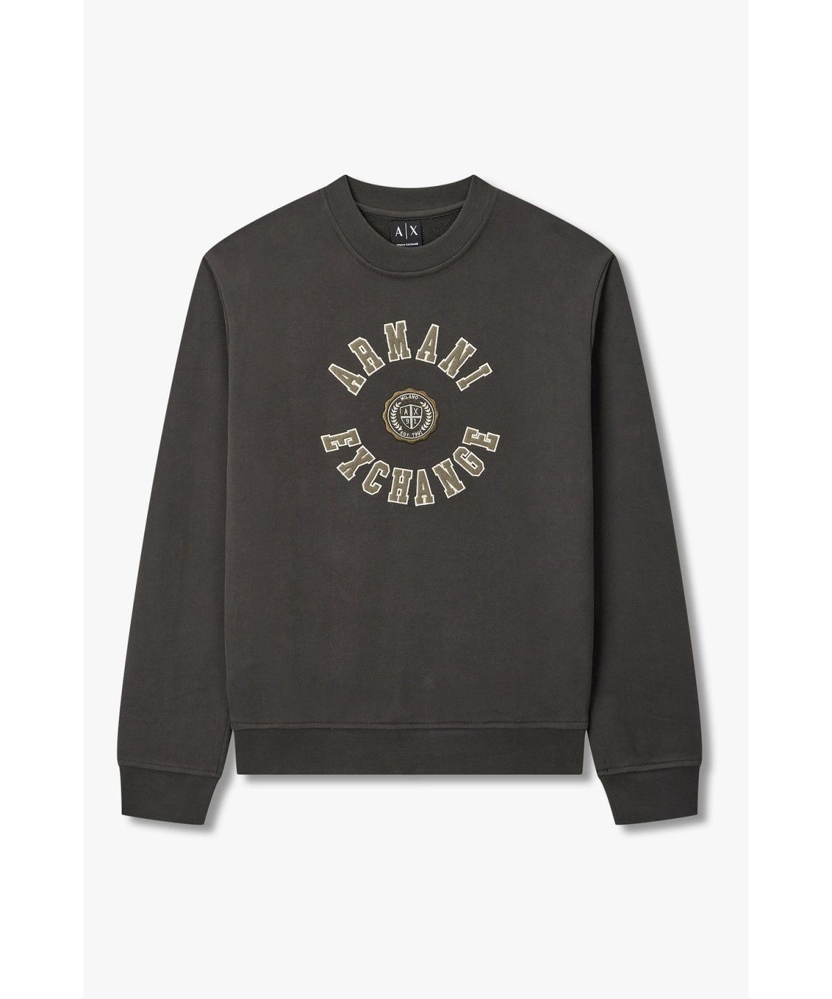 아르마니 익스체인지(ARMANI EXCHANGE) 남성 로고 패치 레귤러 핏 스웨트셔츠 _챠콜 A416331008