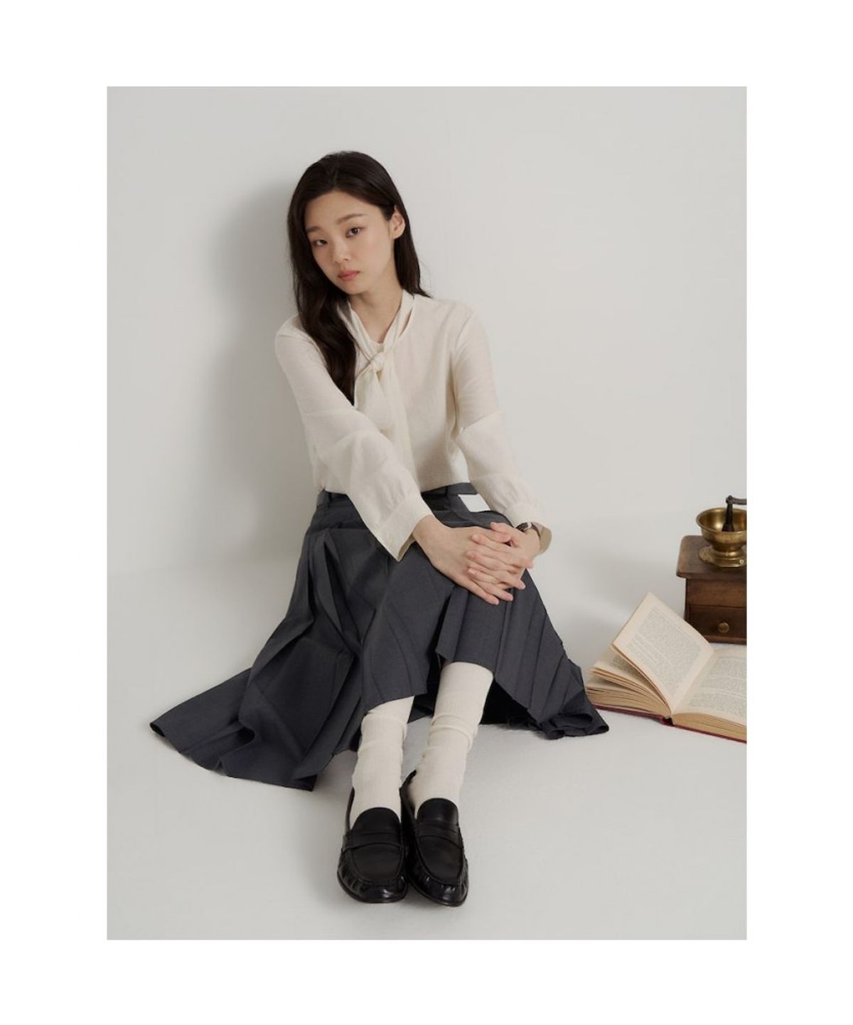 빈폴 레이디스(BEANPOLE LADIES) 울폴리 플리츠 스커트  애쉬 (BF6827C514)
