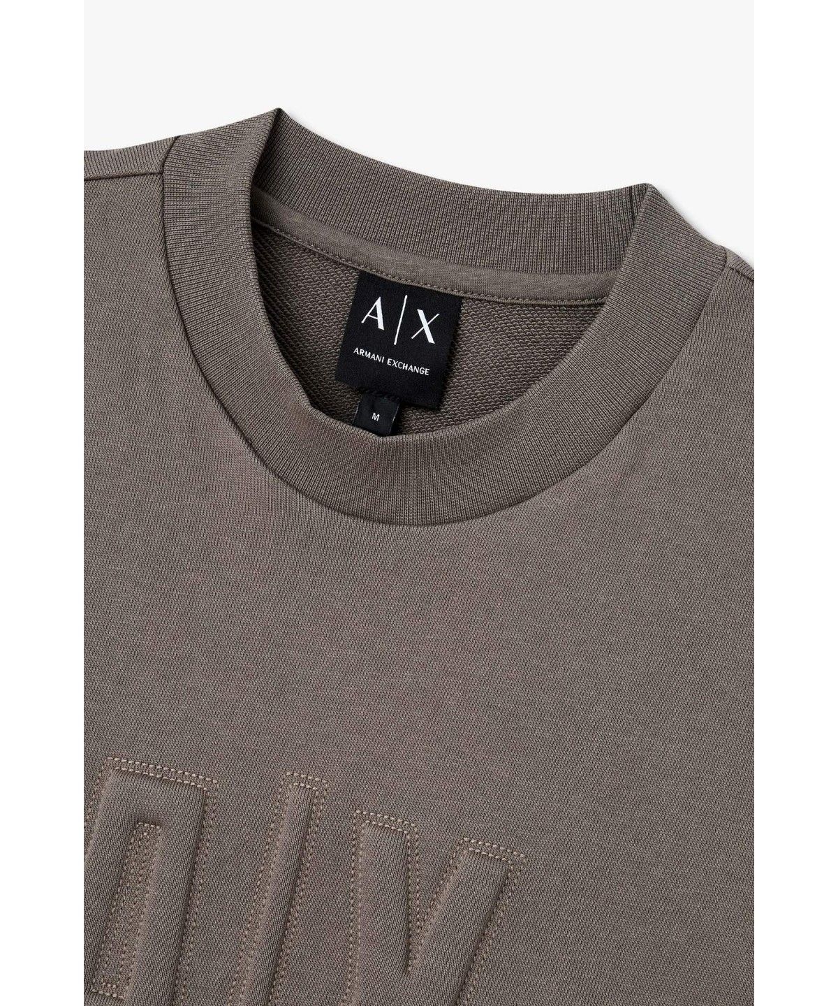 아르마니 익스체인지(ARMANI EXCHANGE) 남성 엠보싱 로고 크루넥 스웨트셔츠 _웜 그레이 A416331001