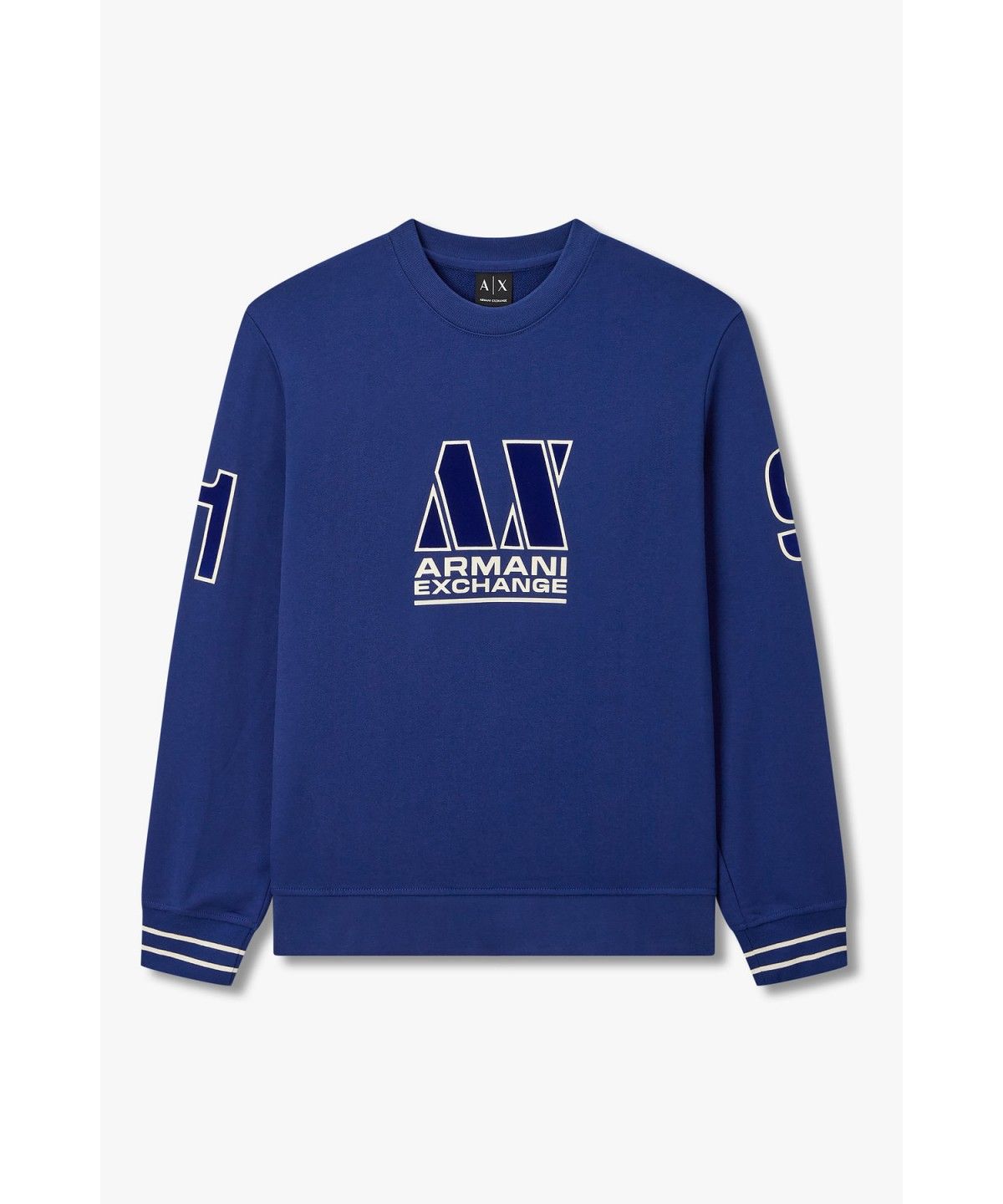 아르마니 익스체인지(ARMANI EXCHANGE) 남성 플록 그래픽 스웨트셔츠_블루 A416331004
