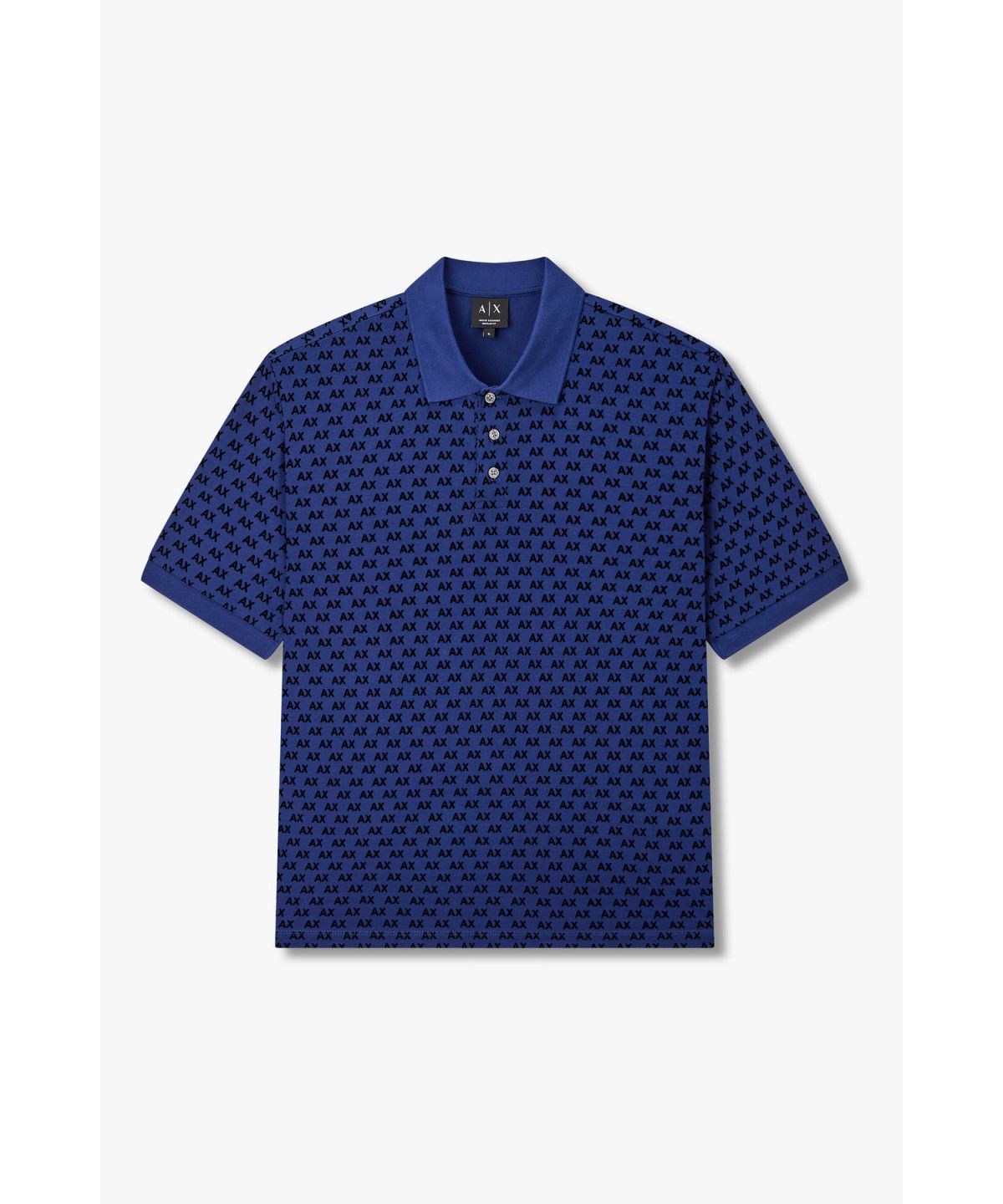아르마니 익스체인지(ARMANI EXCHANGE) 남성 플록 로고 폴로 셔츠_블루 A416331016