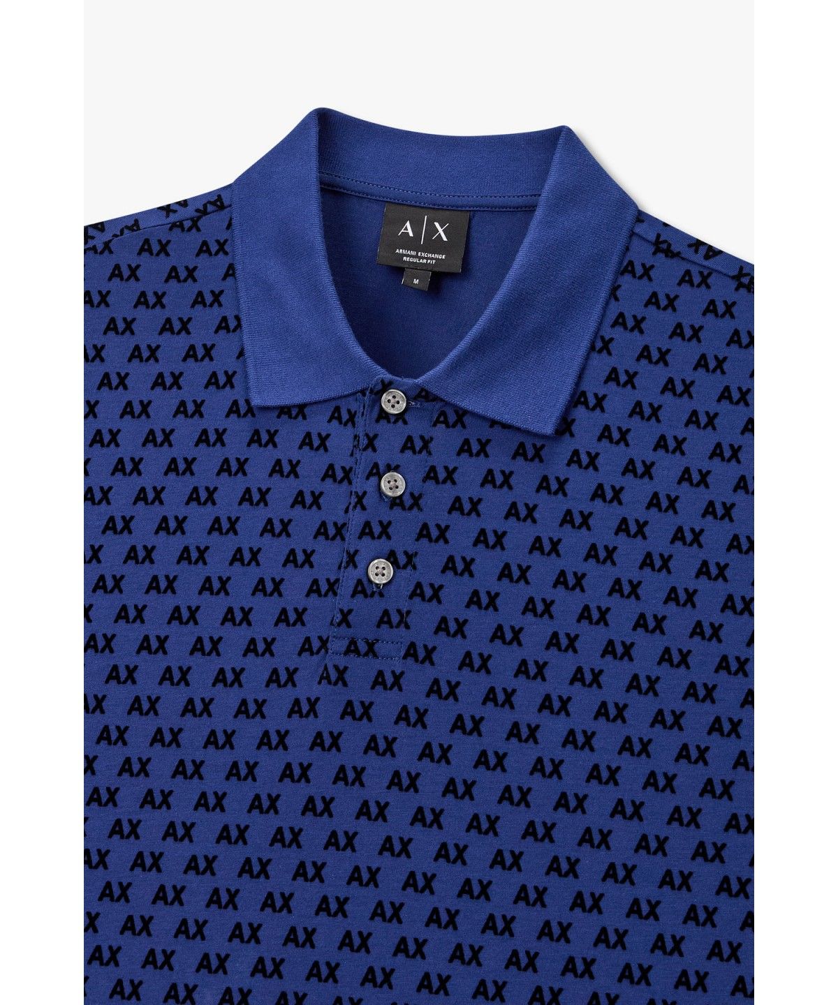 아르마니 익스체인지(ARMANI EXCHANGE) 남성 플록 로고 폴로 셔츠_블루 A416331016