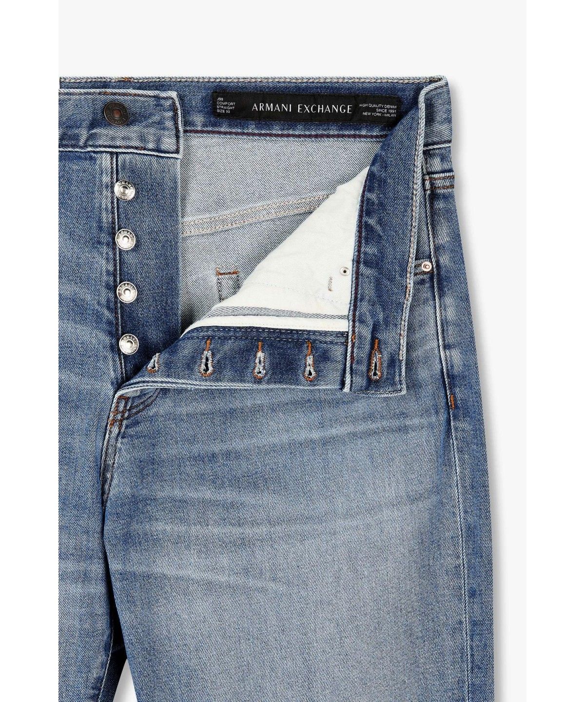 아르마니 익스체인지(ARMANI EXCHANGE) 남성 로고 패치 컴포트 스트레이트 진_블루 A416340010