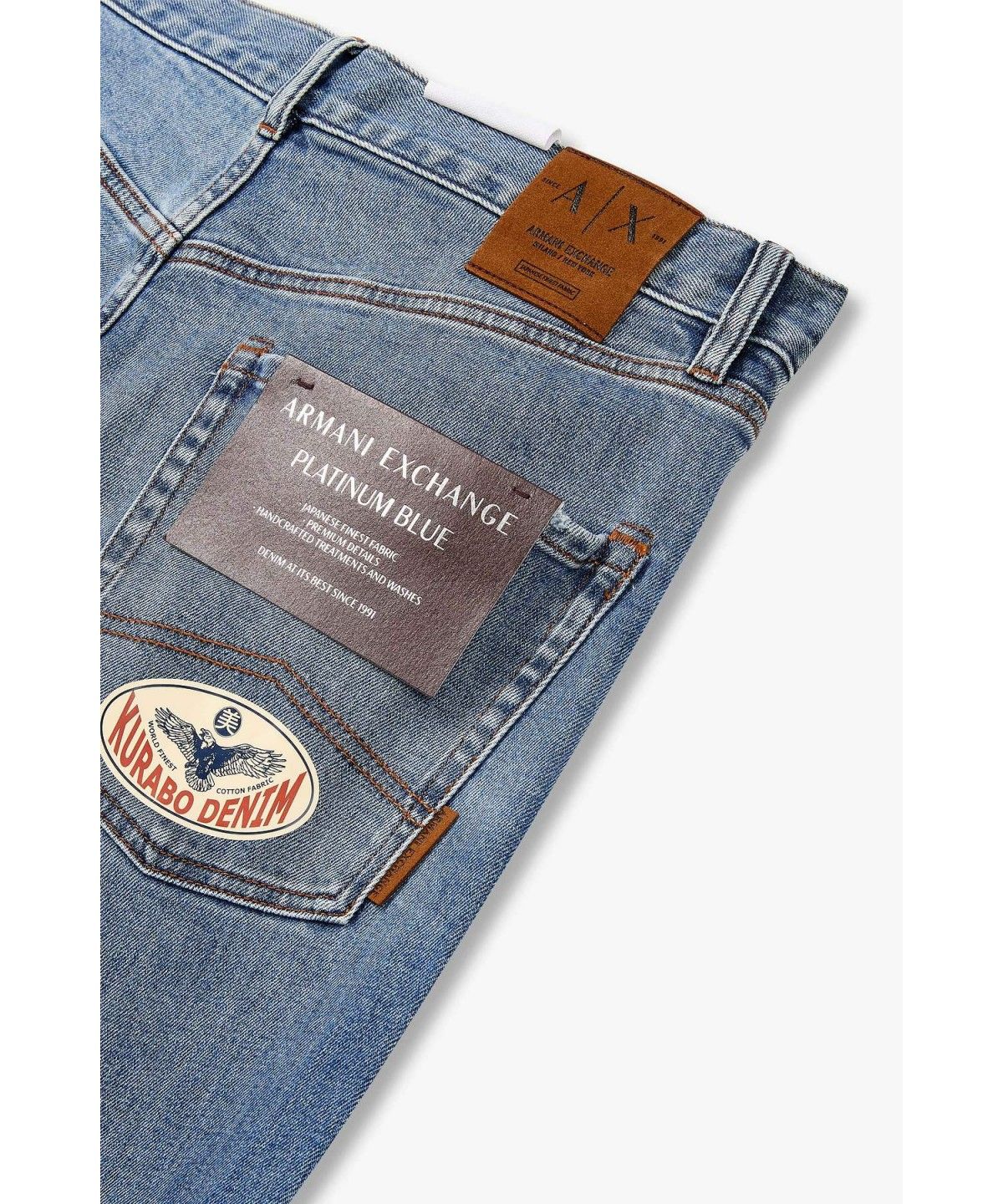 아르마니 익스체인지(ARMANI EXCHANGE) 남성 로고 패치 컴포트 스트레이트 진_블루 A416340010