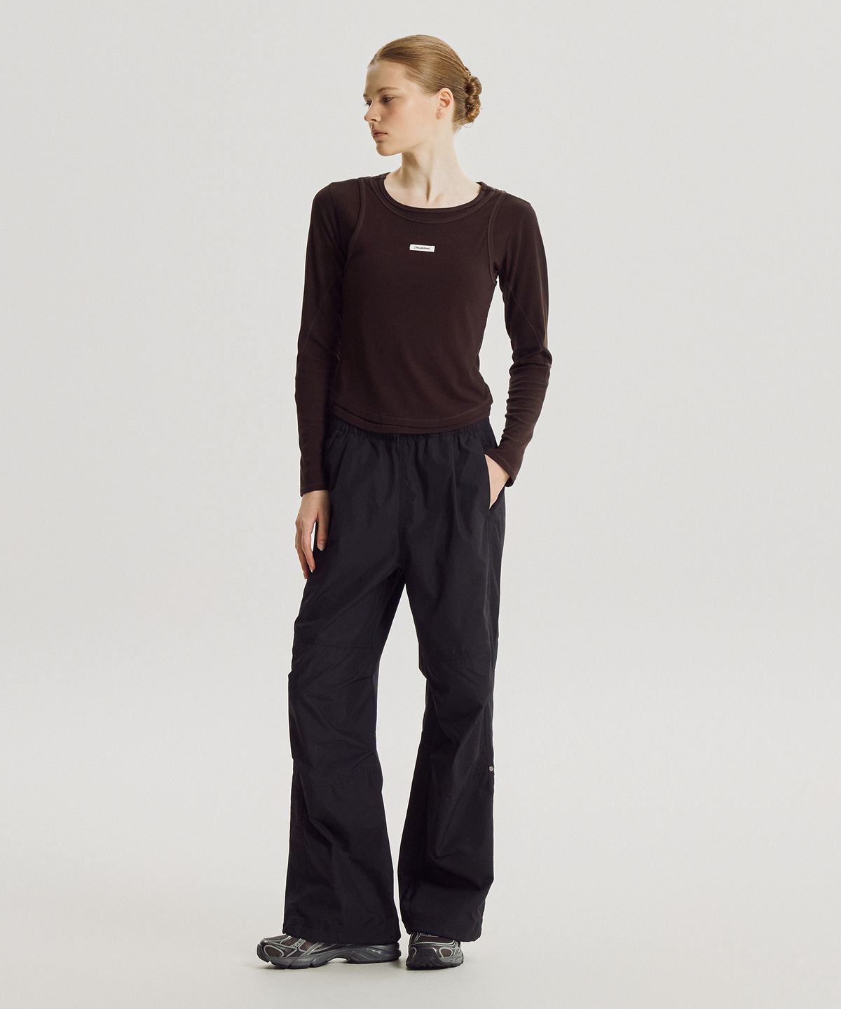 뉴발란스(NEW BALANCE) NBNTG3W822 / WOMEN ALLDAY 파라슈트 우븐 오버와이드 팬츠 (BLACK)