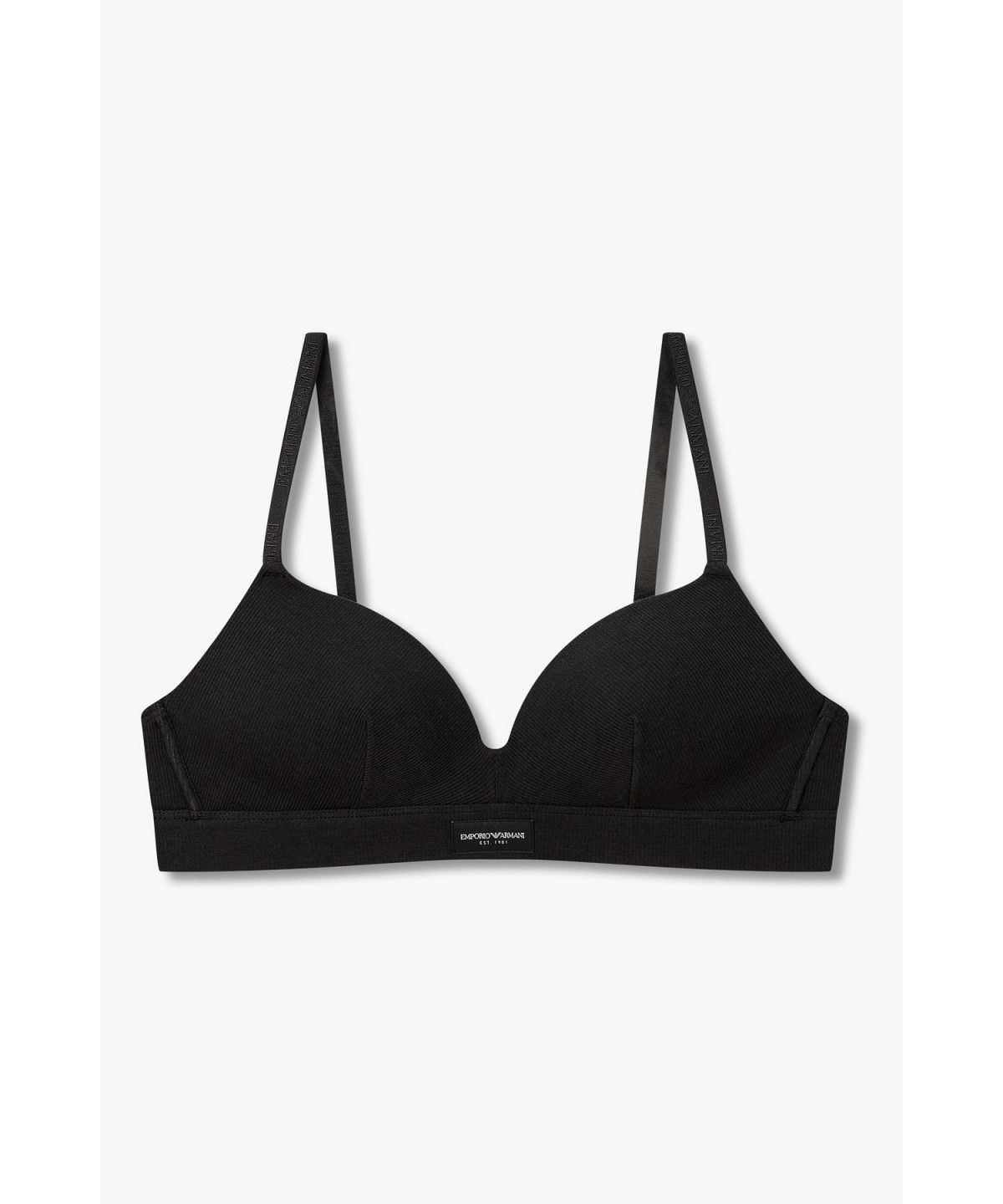 엠포리오 아르마니 언더웨어(EMPORIO ARMANI UNDERWEAR) 여성 리브드 로고 패치 브라렛 브라 _블랙_0826381502