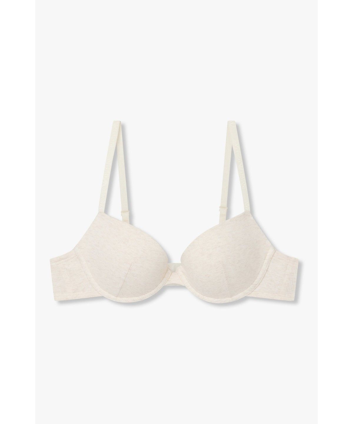 엠포리오 아르마니 언더웨어(EMPORIO ARMANI UNDERWEAR) 여성 리브드 로고 패치 푸쉬업 브라 _오트밀_0826385501