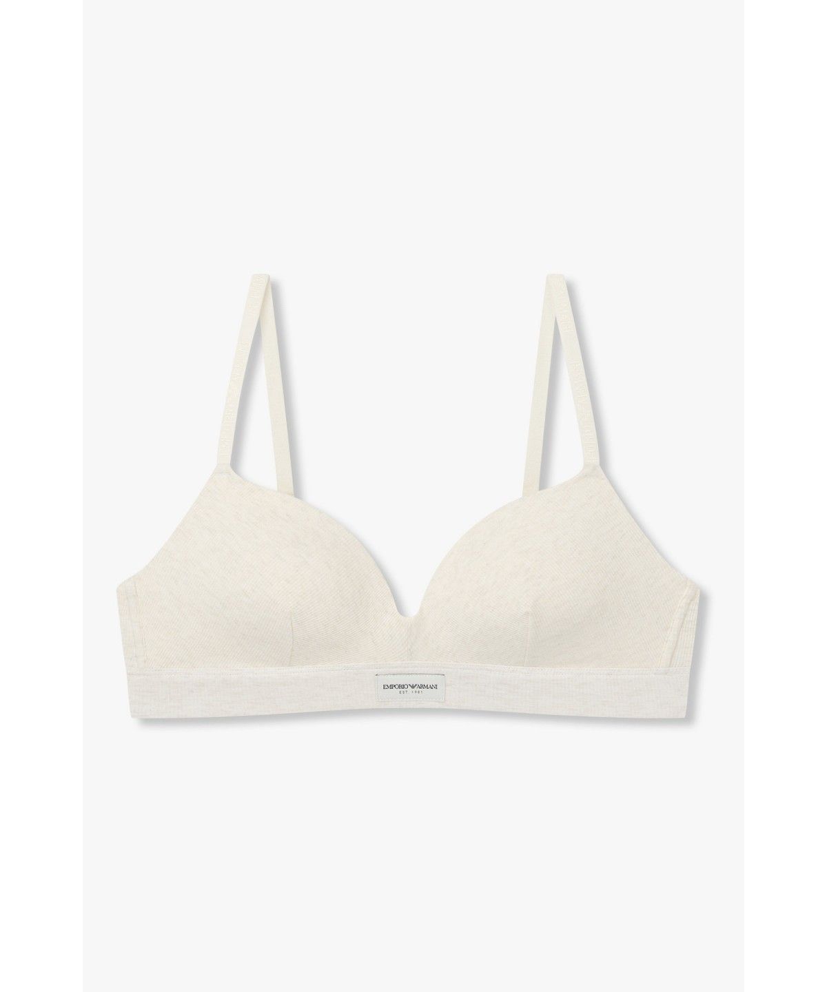 엠포리오 아르마니 언더웨어(EMPORIO ARMANI UNDERWEAR) 여성 리브드 로고 패치 브라렛 브라 _오트밀_0826381501