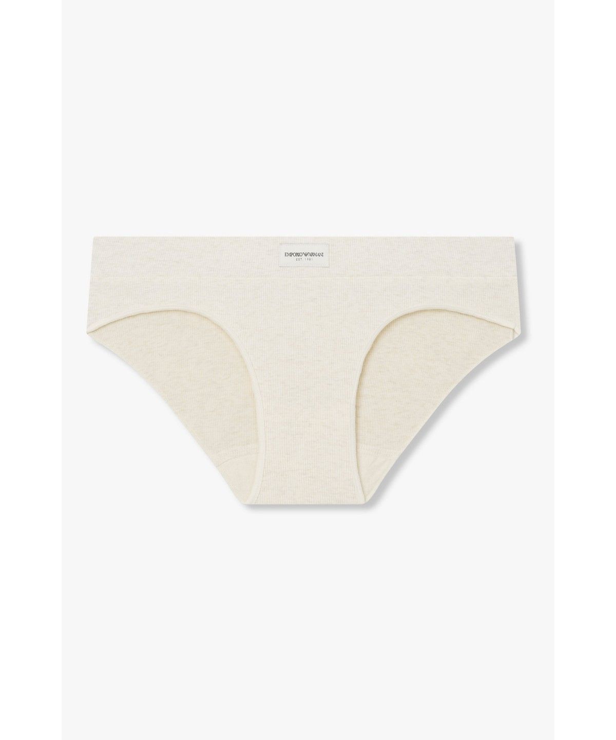 엠포리오 아르마니 언더웨어(EMPORIO ARMANI UNDERWEAR) 여성 리브드 로고 패치 브리프 _오트밀_0826311501