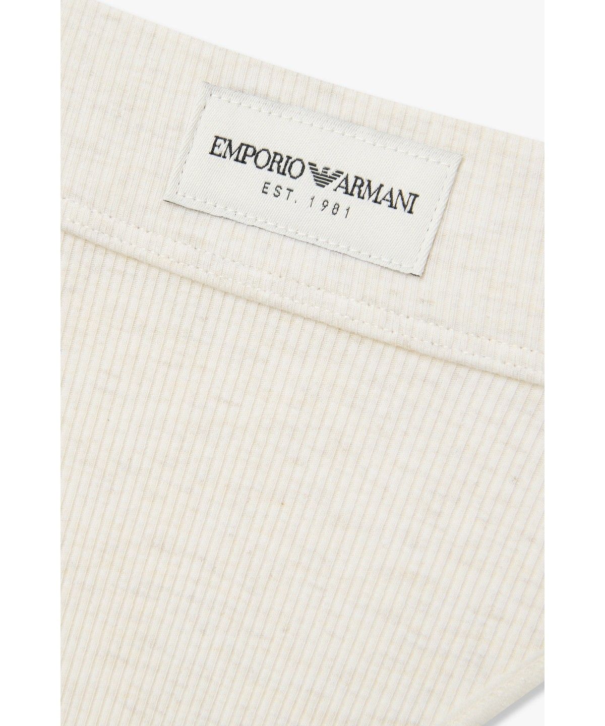 엠포리오 아르마니 언더웨어(EMPORIO ARMANI UNDERWEAR) 여성 리브드 로고 패치 브리프 _오트밀_0826311501