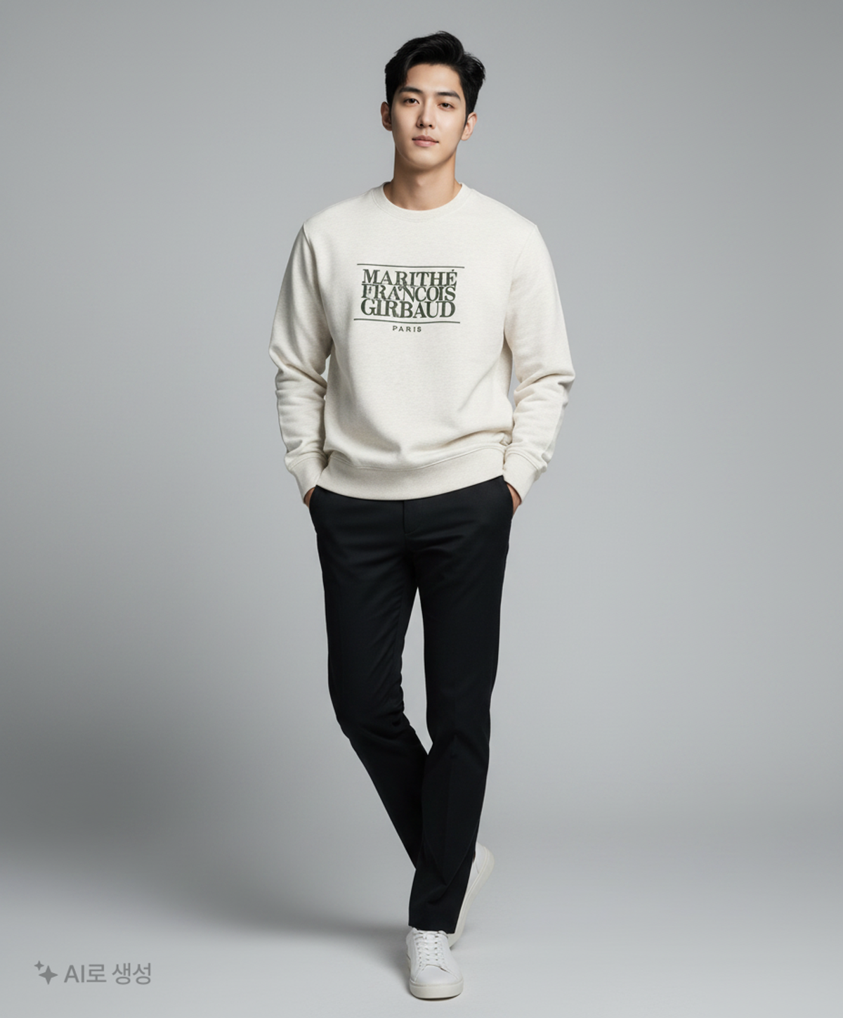 마리떼 프랑소와 저버(MARITHÉ + FRANҪOIS GIRBAUD) CLASSIC LOGO EMBROIDERY SWEATSHIRT BRUSHED oatmeal M