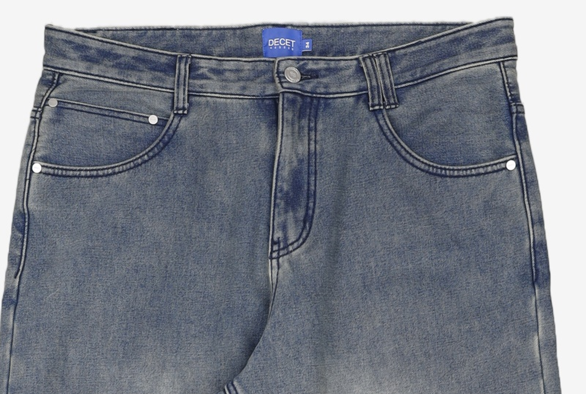 데케트(DECET) Mid Rise Wide Jeans DCPT027CrinkleBlue 34