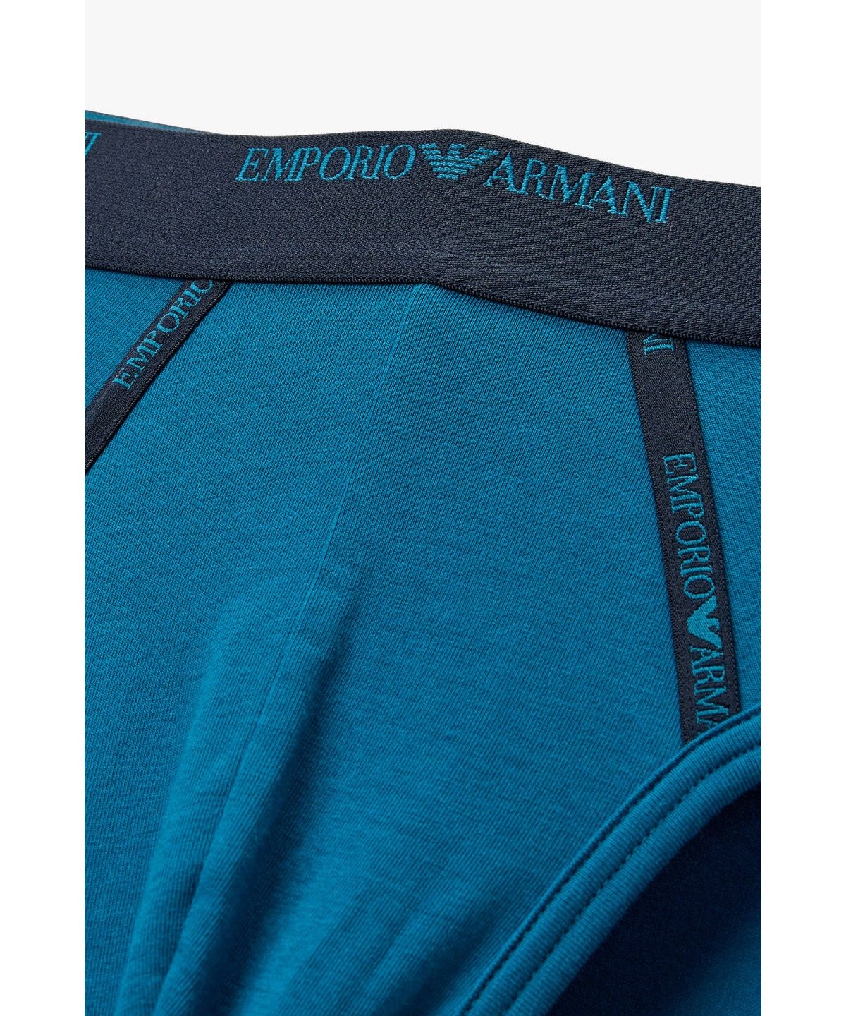 엠포리오 아르마니 언더웨어(EMPORIO ARMANI UNDERWEAR) 남성 로고 프린트 더블 테이프 브리프 _블루_0816311012