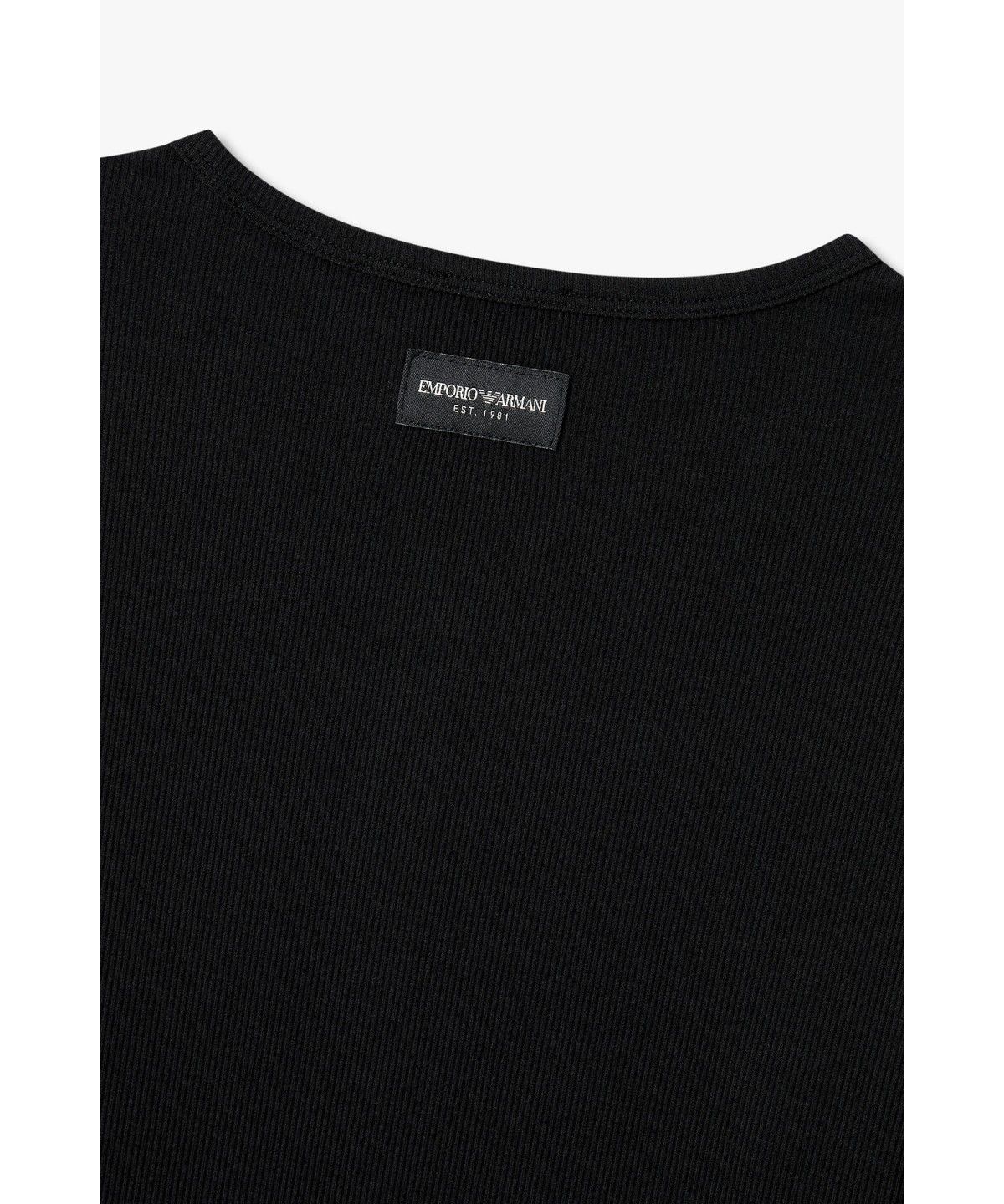 엠포리오 아르마니 언더웨어(EMPORIO ARMANI UNDERWEAR) 여성 리브드 헨리넥 라운지 티셔츠 _블랙_0826336502