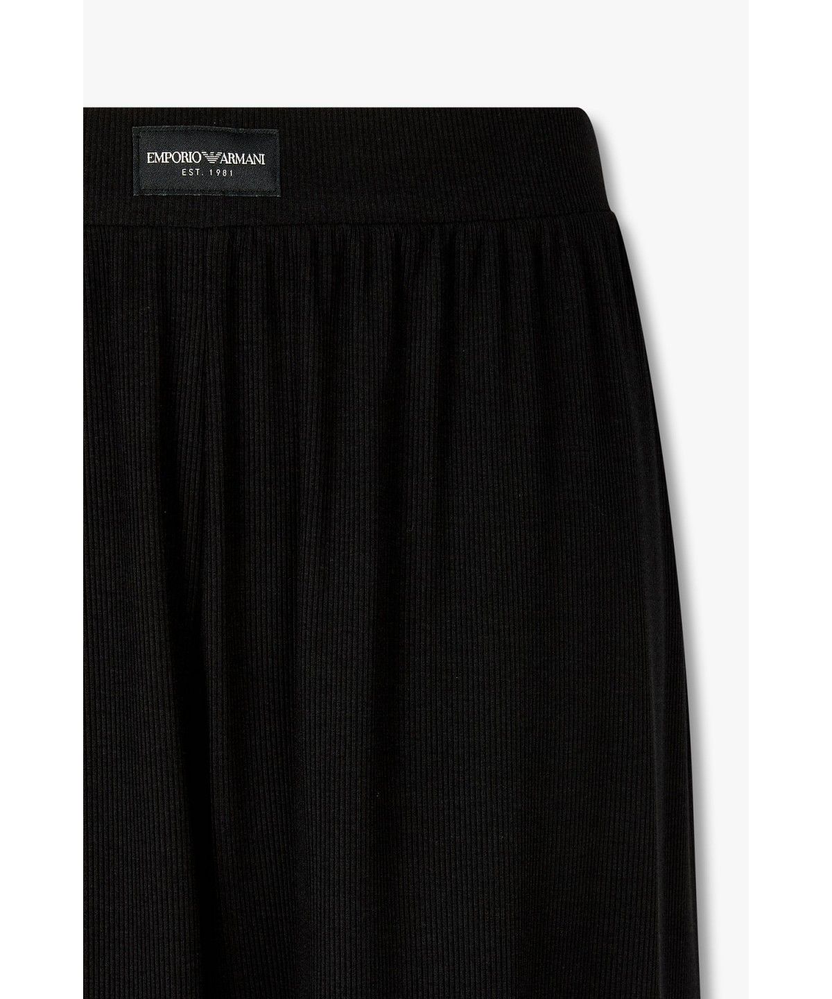 엠포리오 아르마니 언더웨어(EMPORIO ARMANI UNDERWEAR) 여성 리브드 로고 패치 라운지 팬츠 _블랙_0826332502