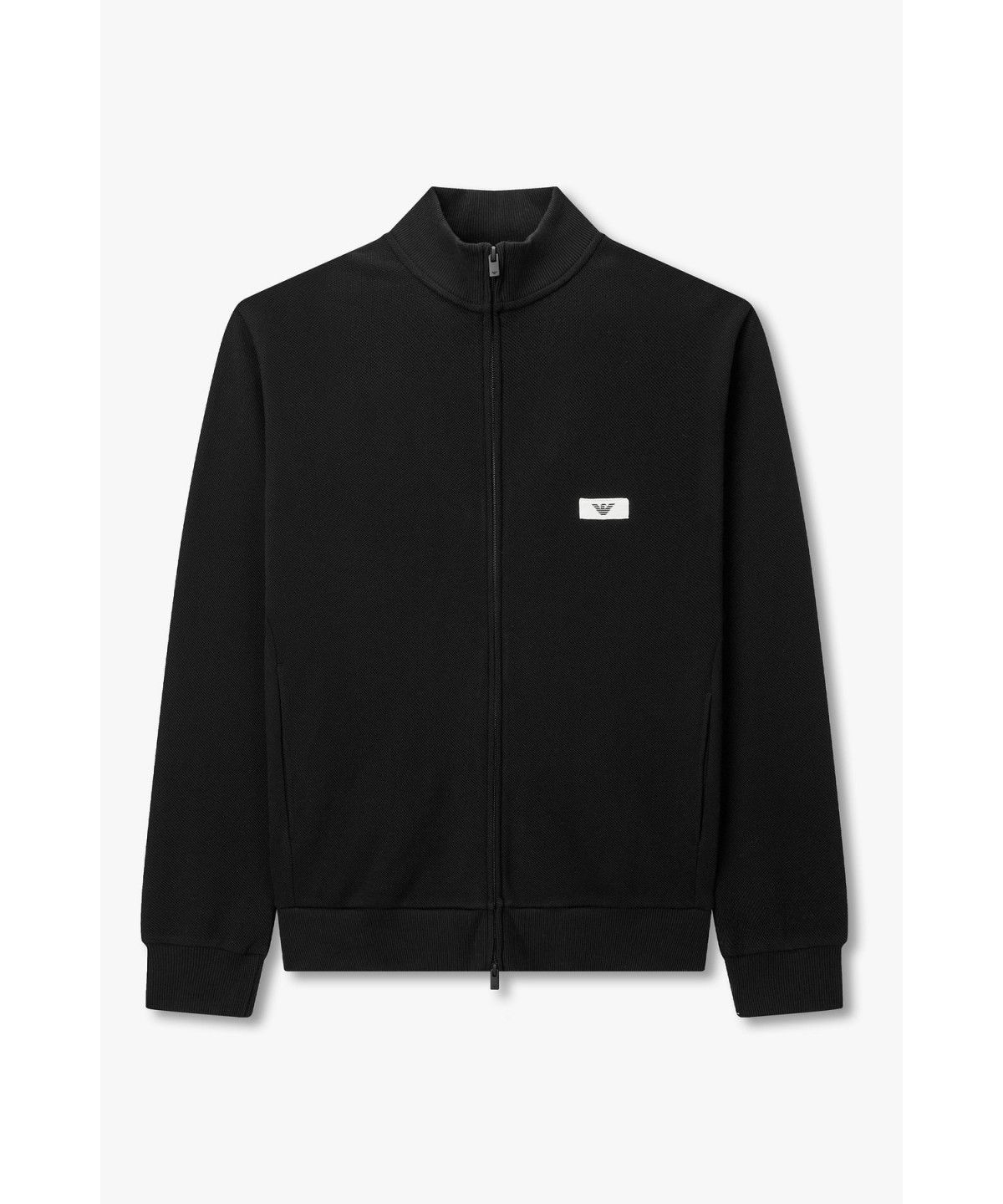 엠포리오 아르마니 언더웨어(EMPORIO ARMANI UNDERWEAR) 남성 이글 로고 패치 라운지 트랙 집업 _블랙_0816338002