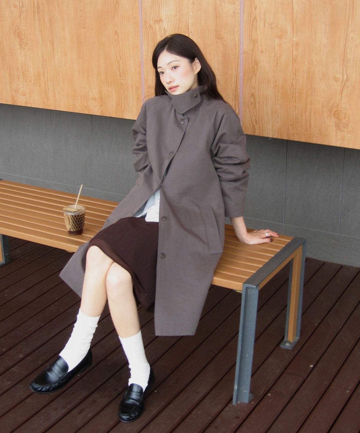 포에트서울(POETSEOUL) HERRINGBONE VEIL SKIRT_brown