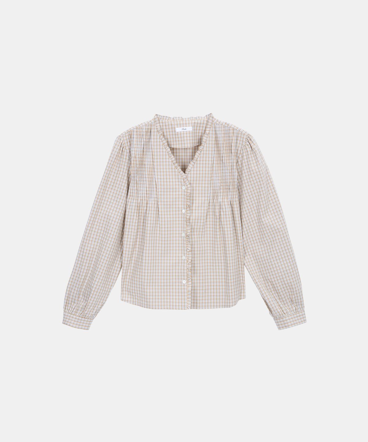 포에트서울(POETSEOUL) FRAME FRILL BLOUSE_check beige