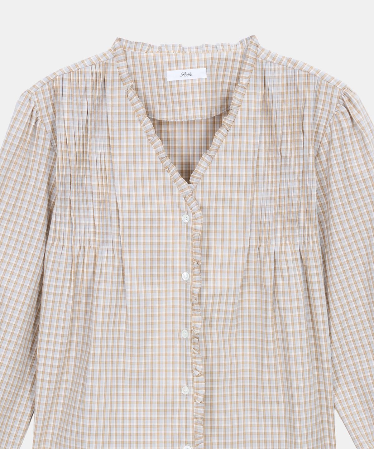 포에트서울(POETSEOUL) FRAME FRILL BLOUSE_check beige
