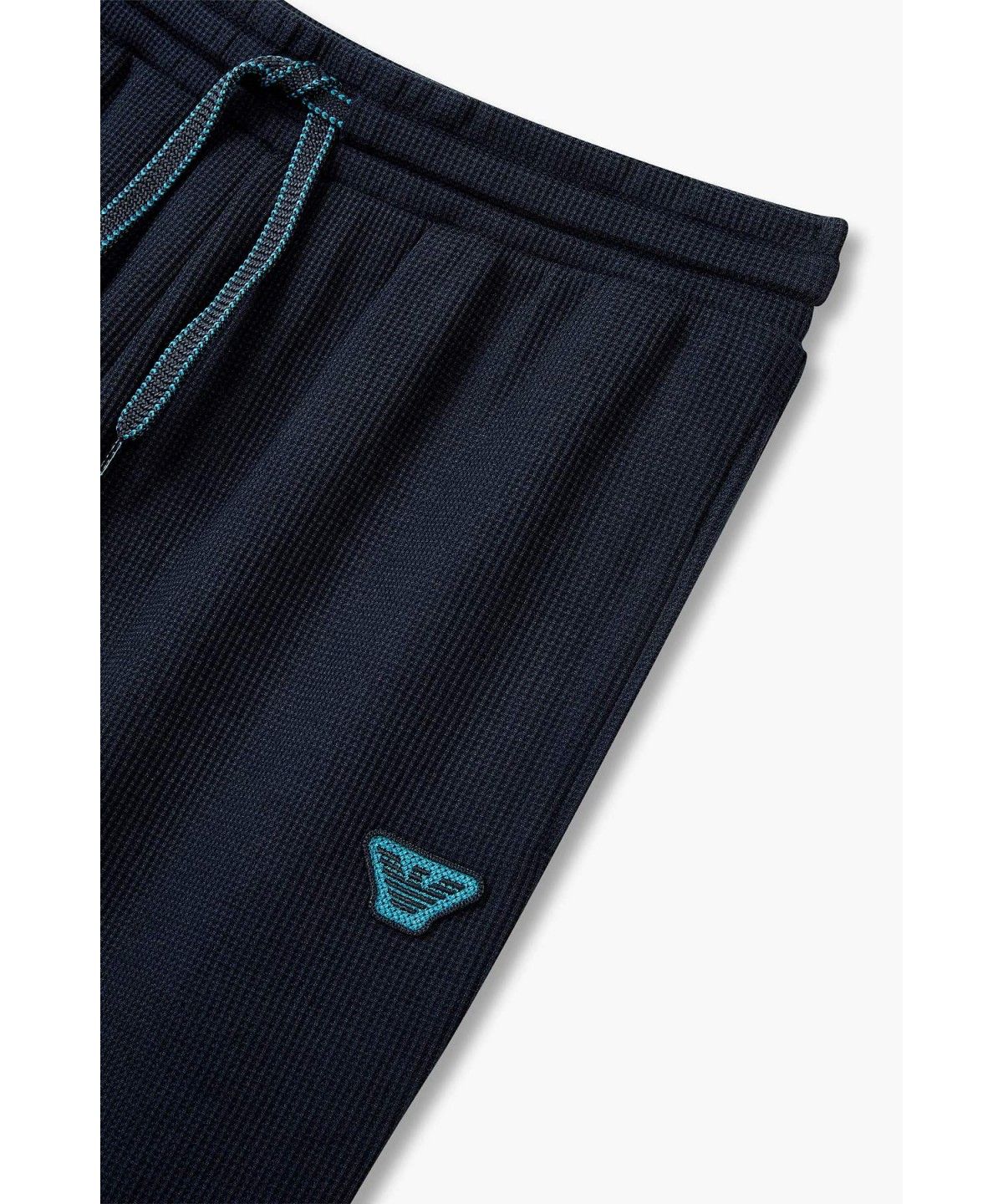 엠포리오 아르마니 언더웨어(EMPORIO ARMANI UNDERWEAR) 남성 이글 패치 와플 라운지 팬츠 _네이비_0816332022