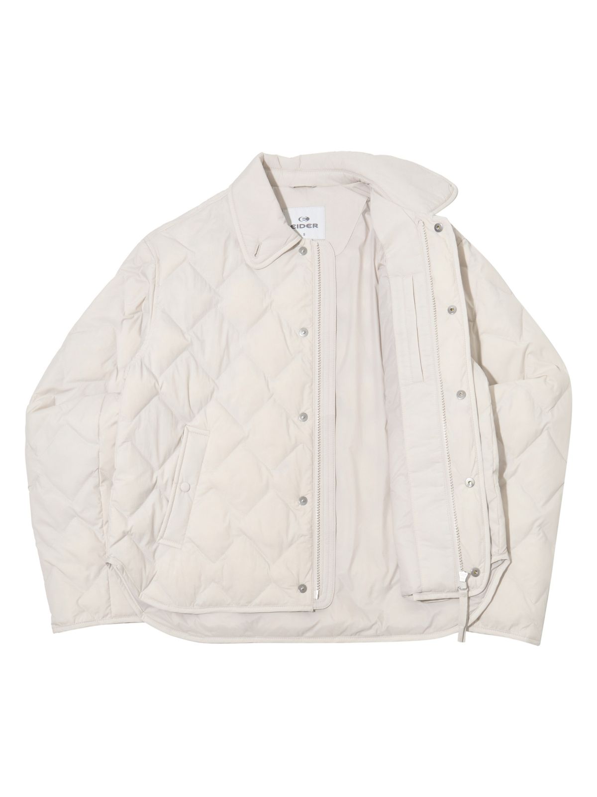 아이더(EIDER) THERMOLOCK (써모락)  여성 슬림 블렌드 패딩  셔켓_OATMEAL