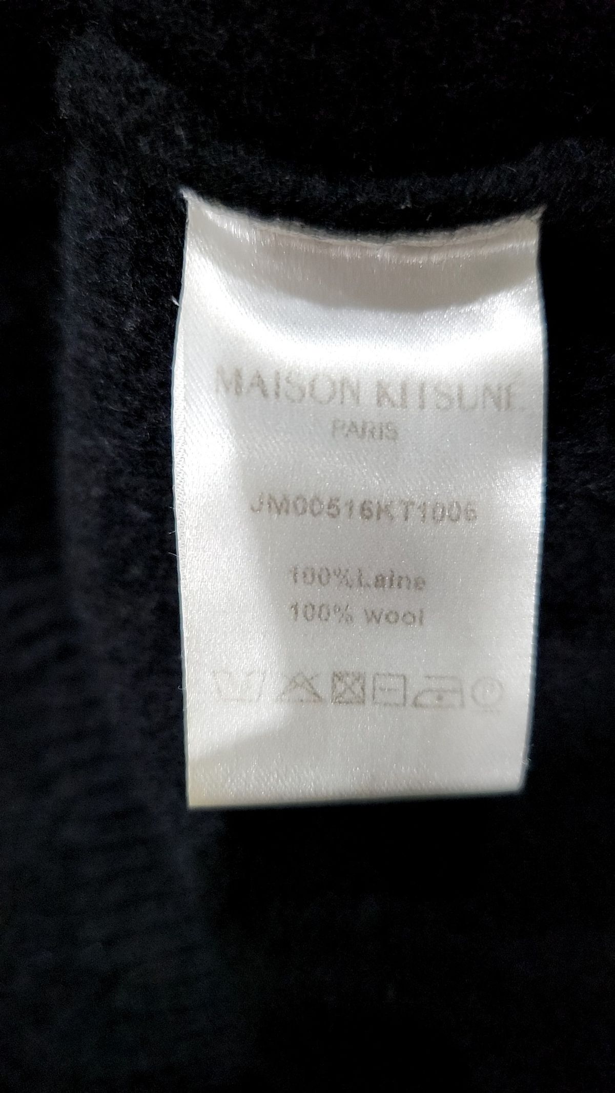 메종 키츠네(MAISON KITSUNE) 남성 그레이 폭스 헤드 패치 니트 - 블랙 / JM00516KT1006P199 XL