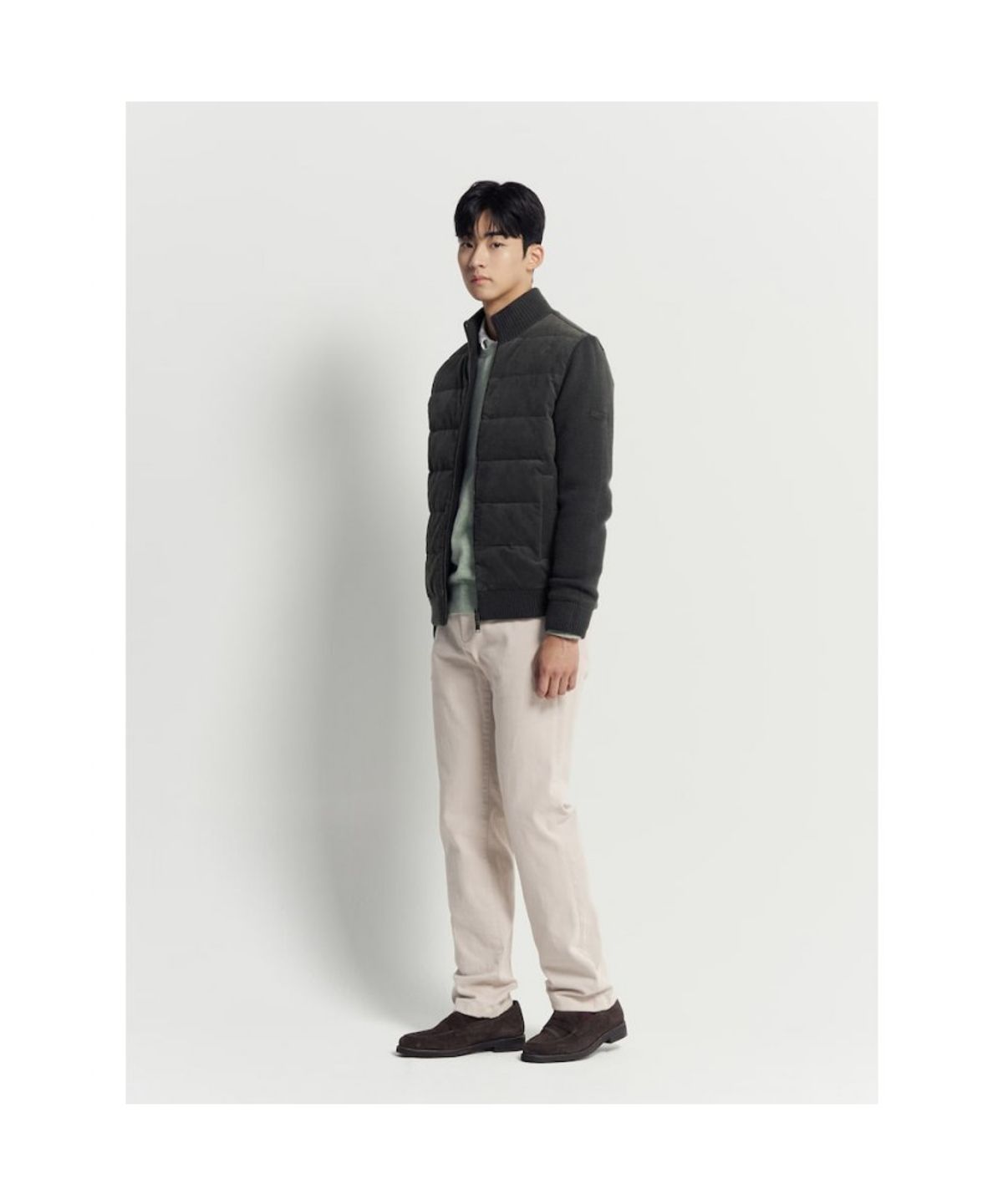 빈폴 멘(BEANPOLE MEN) 코듀로이 믹스 라이트다운 카디건  애쉬