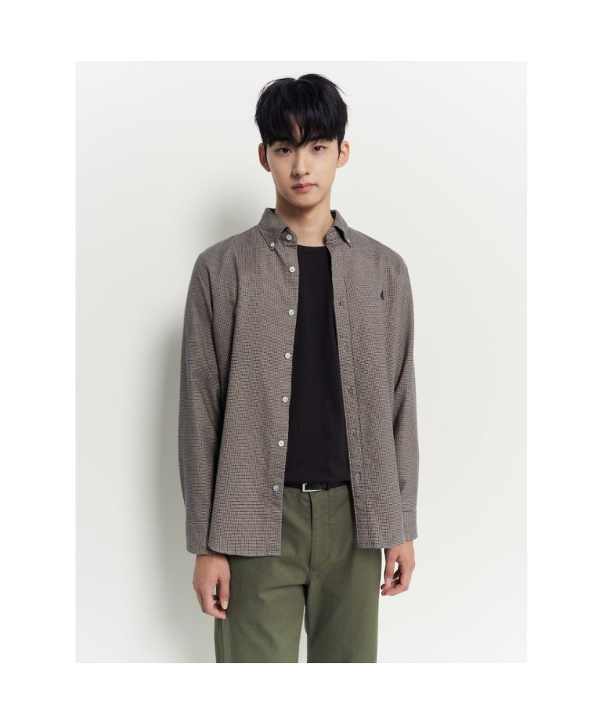 빈폴 멘(BEANPOLE MEN) 브러쉬드 하운드투스 셔츠  살몬 핑크
